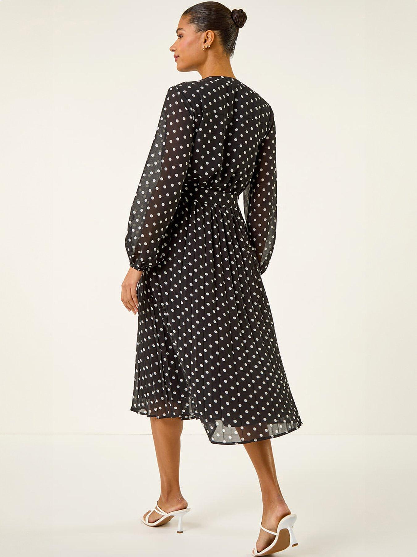 Image 2 of 5 of Roman Spot Print Pleated Midi Dress