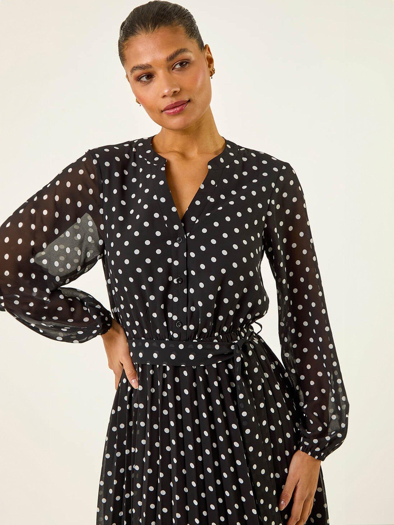 Image 4 of 5 of Roman Spot Print Pleated Midi Dress