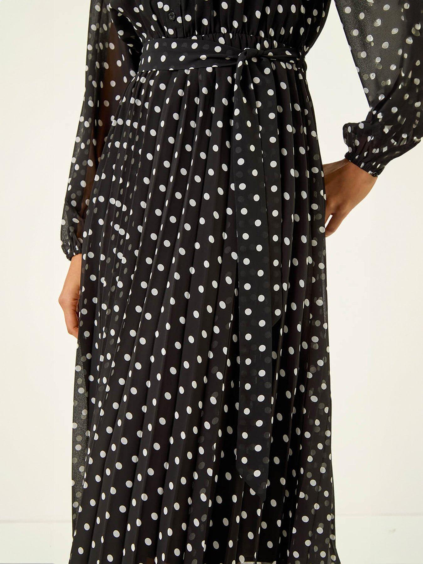 Image 5 of 5 of Roman Spot Print Pleated Midi Dress