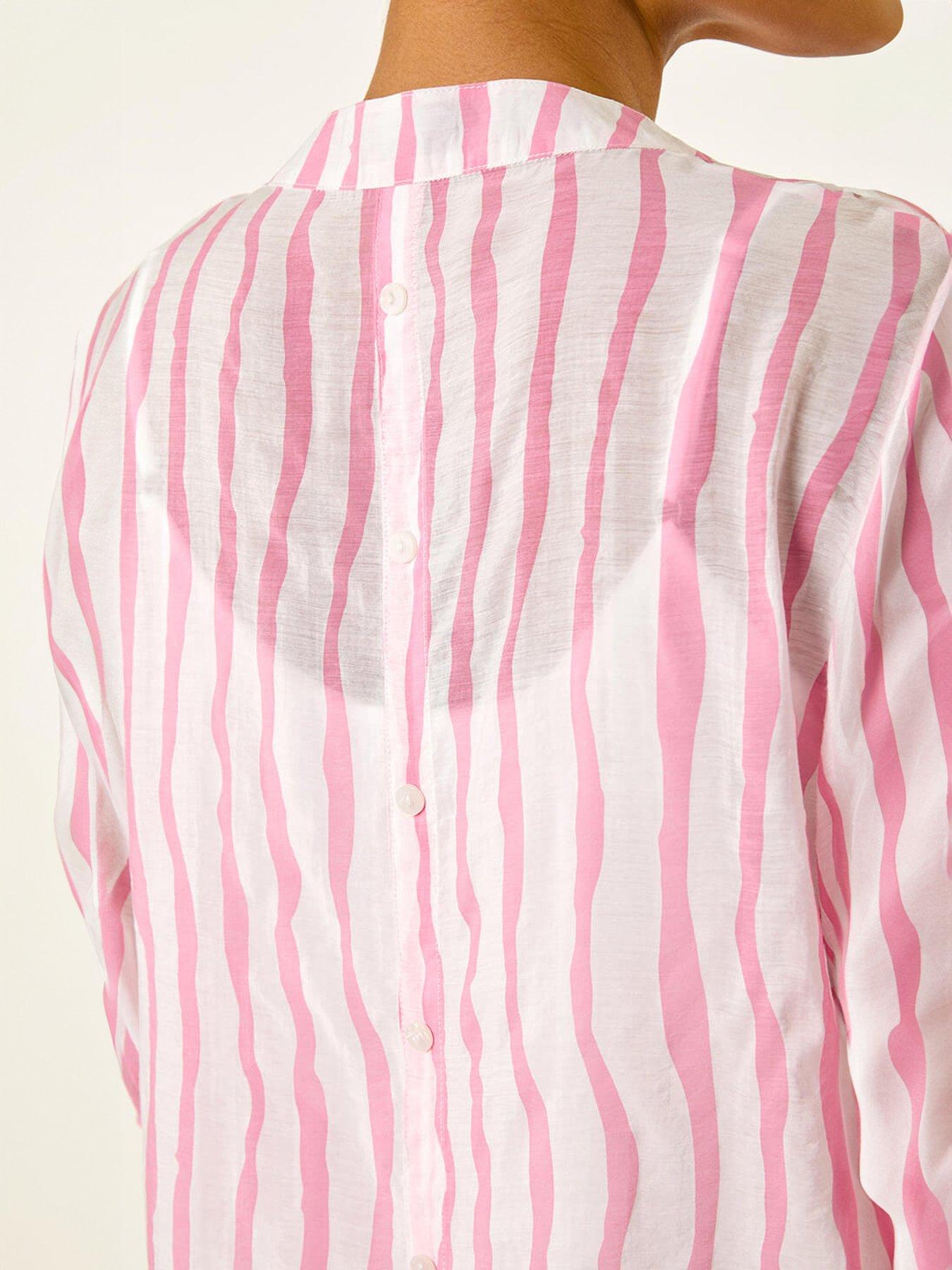 roman-stripe-print-v-neck-blousedetail