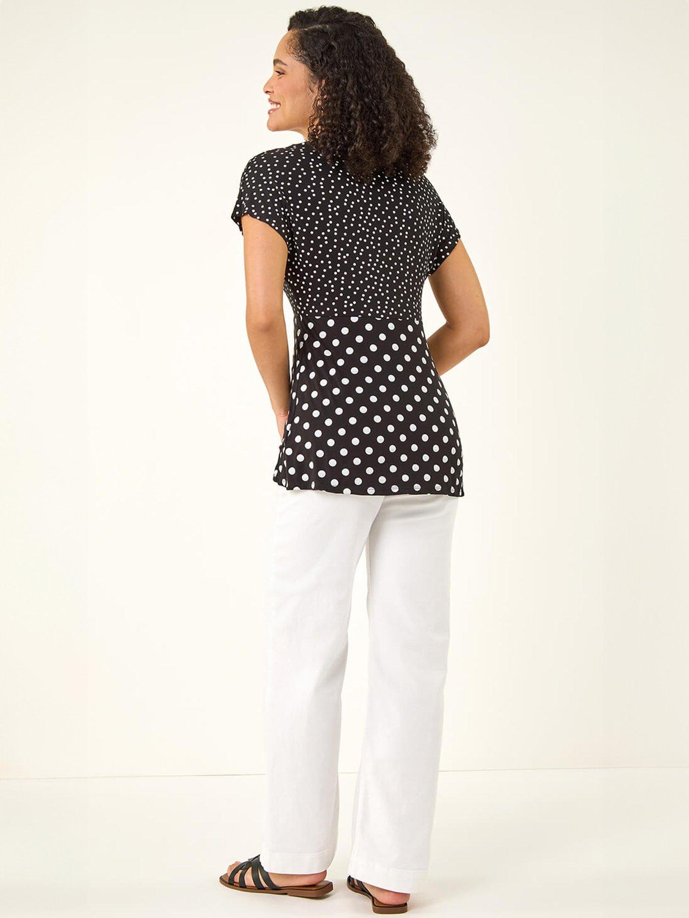 roman-contrast-polka-dot-gathered-topstillFront