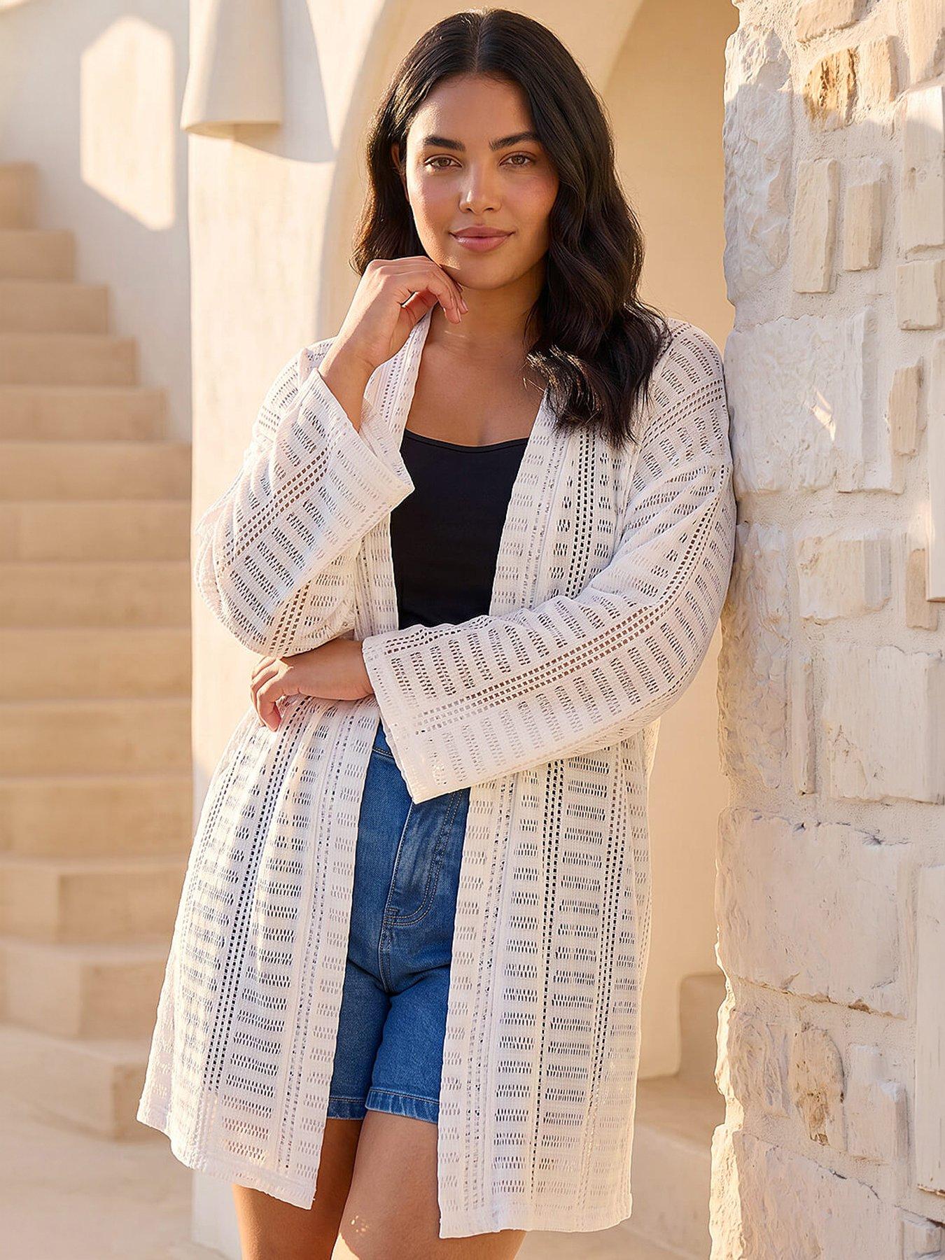 Roman Curve Open Knit Cardigan