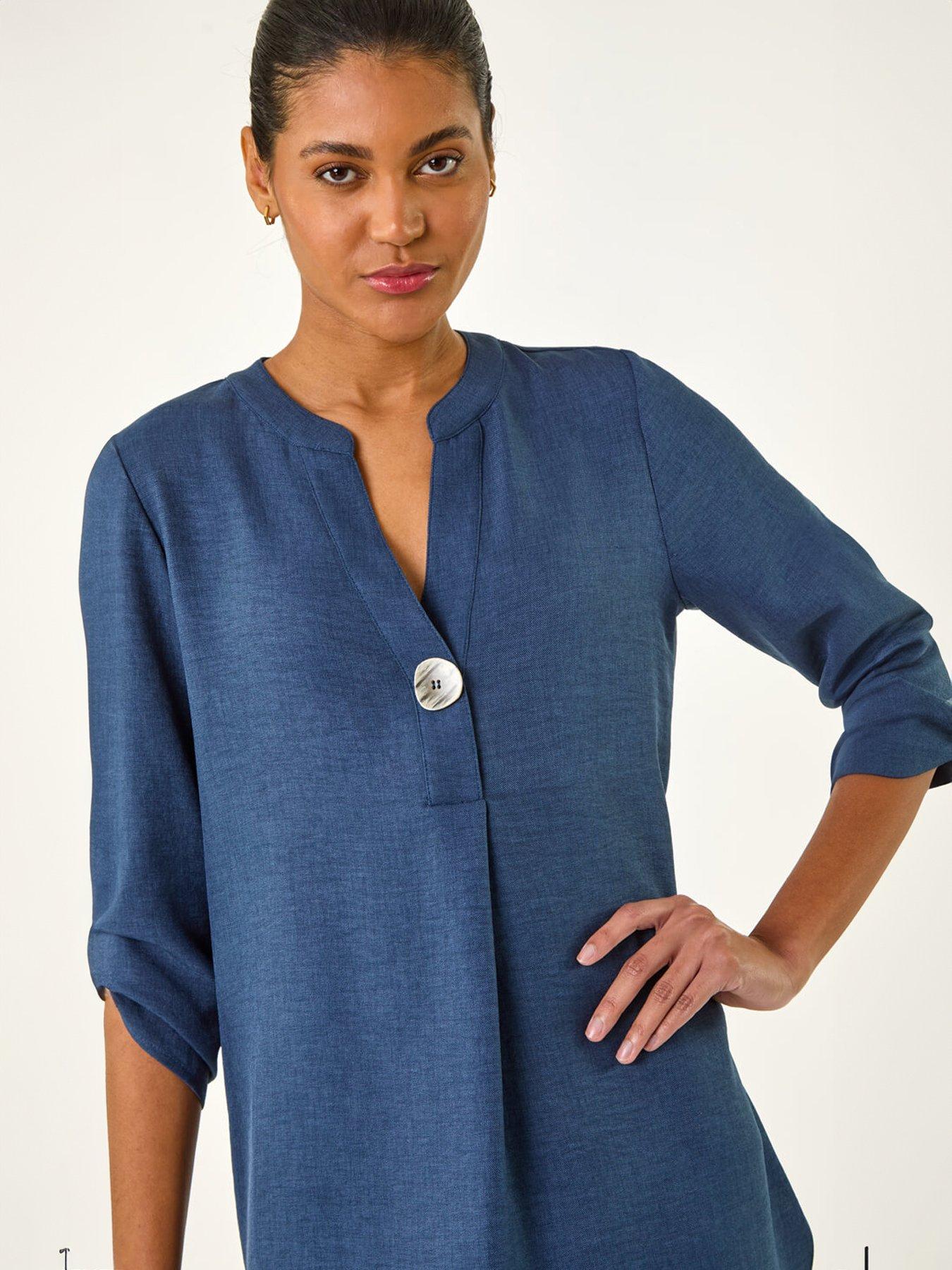 roman-horn-button-detail-longline-topoutfit
