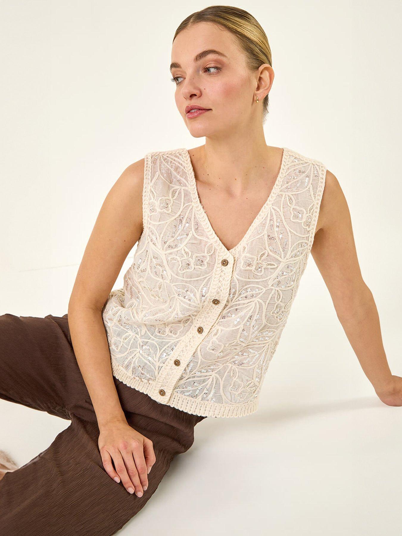 Image 4 of 5 of Roman Dusk Sequin Detail Waistcoat