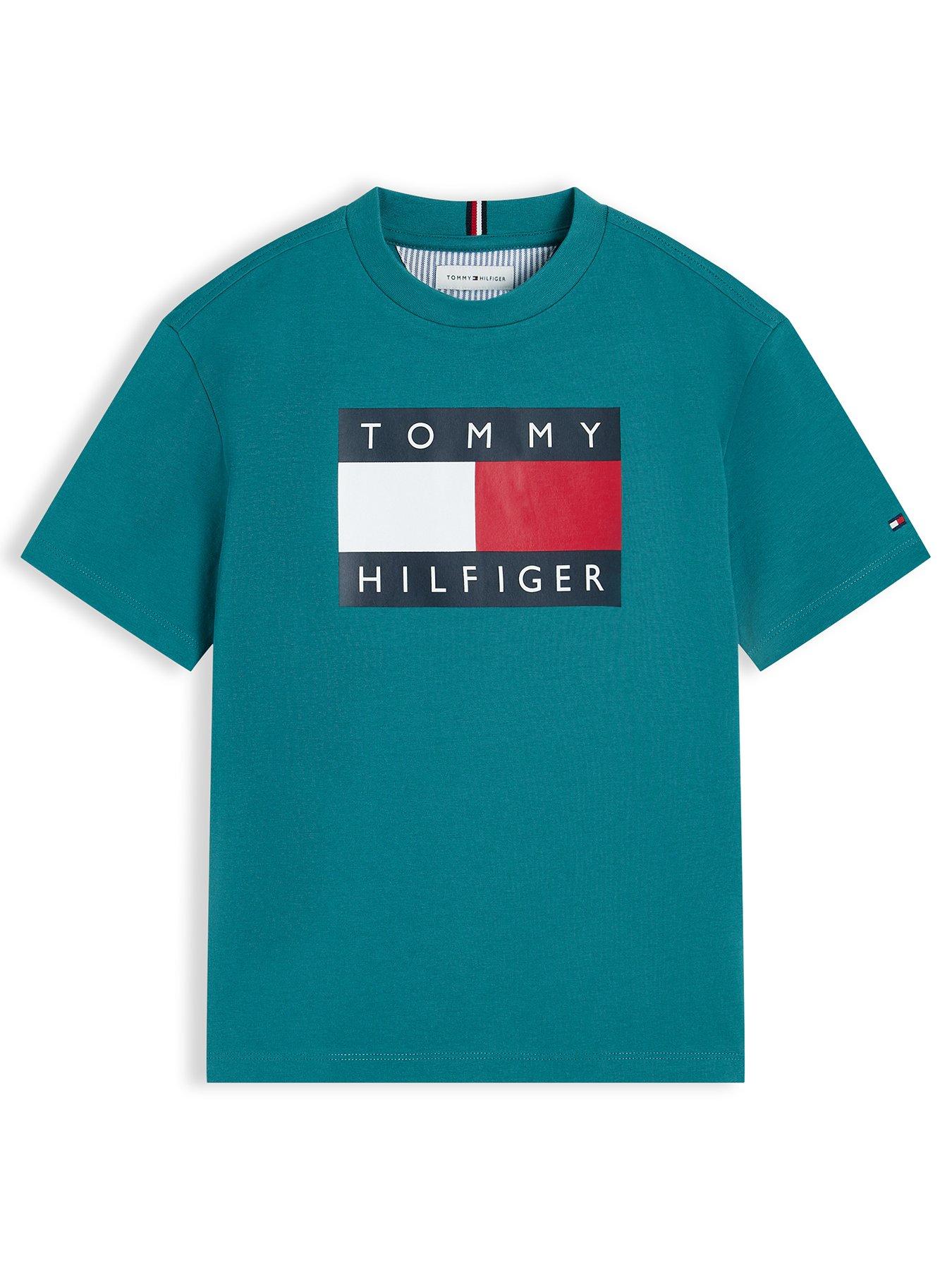 Image 1 of 1 of Tommy Hilfiger Boys Heritage Printed Flag Short Sleeve T-Shirt - Green