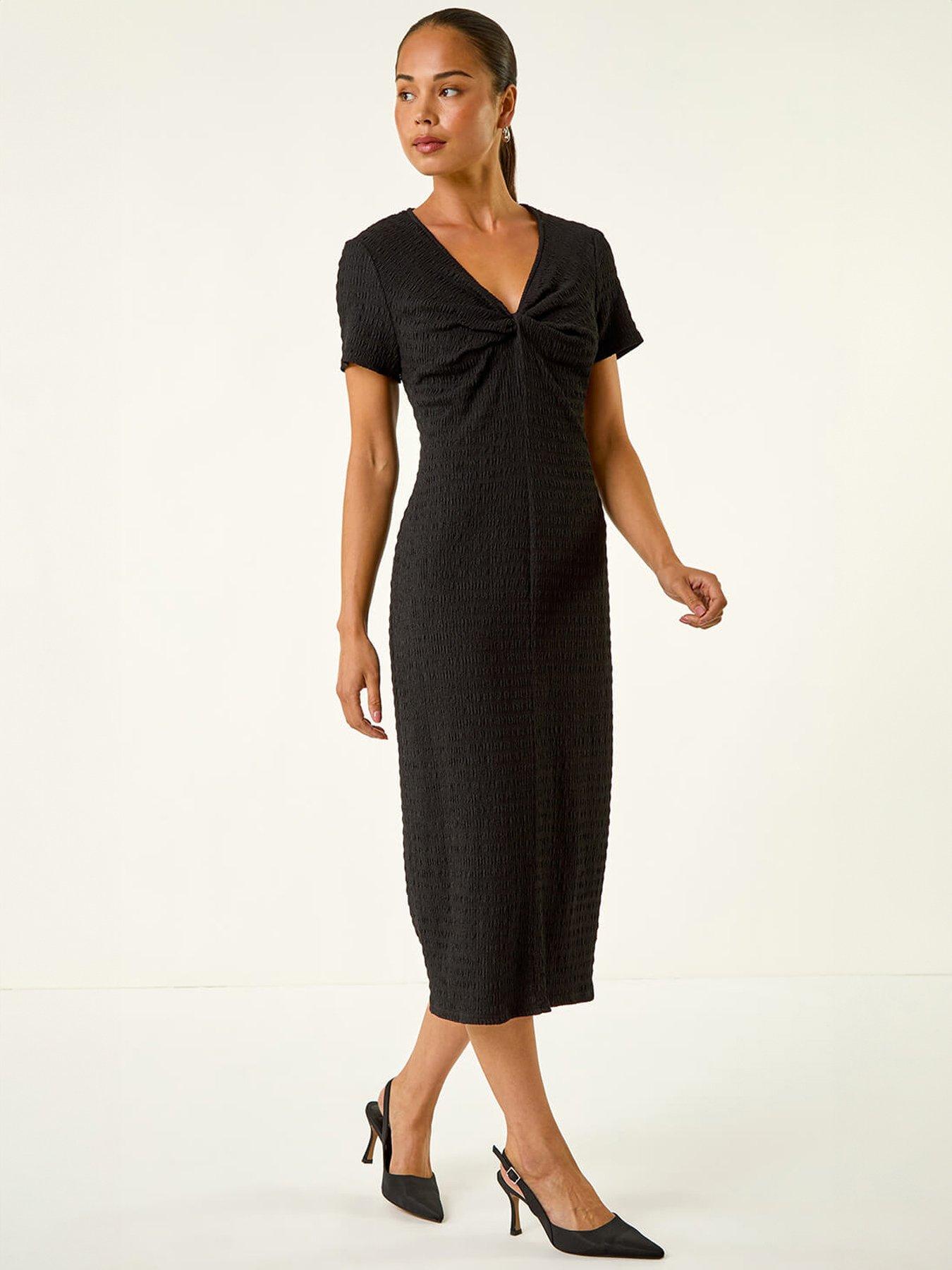 Roman Petite Textured Twist Midi Dress