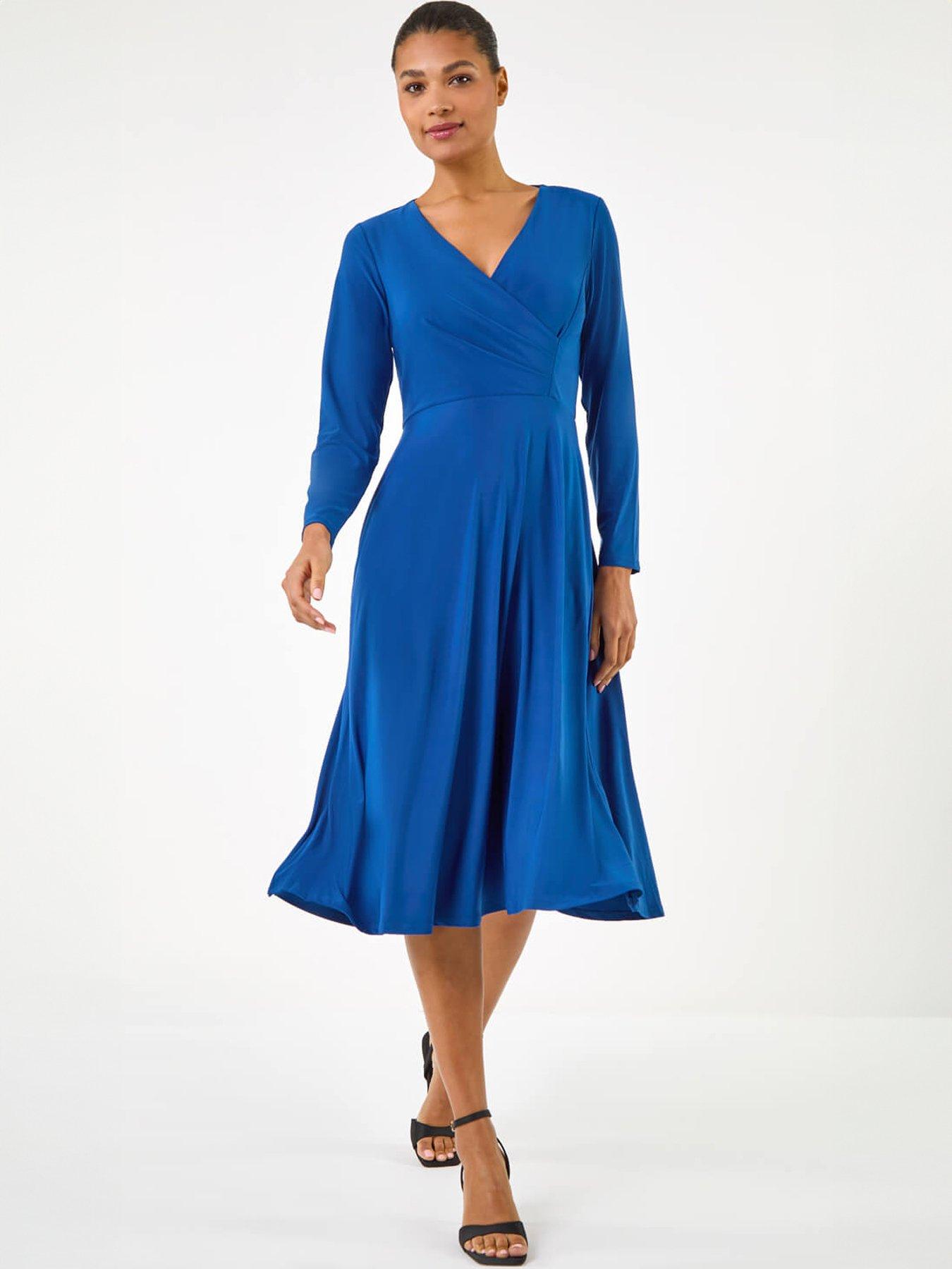 Image 3 of 5 of Roman Wrap Bodice Tie Waist Midi Dress