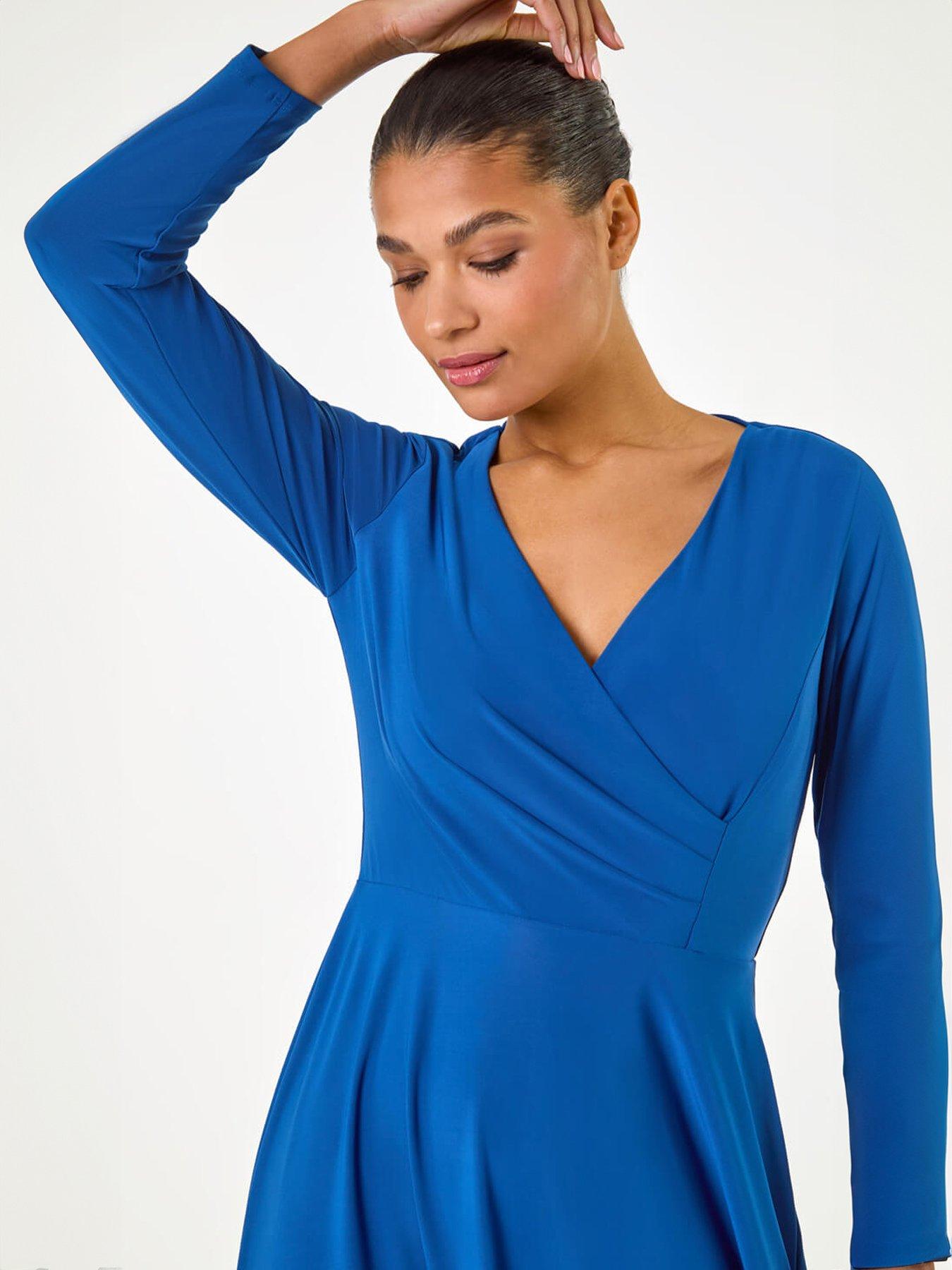 Image 4 of 5 of Roman Wrap Bodice Tie Waist Midi Dress