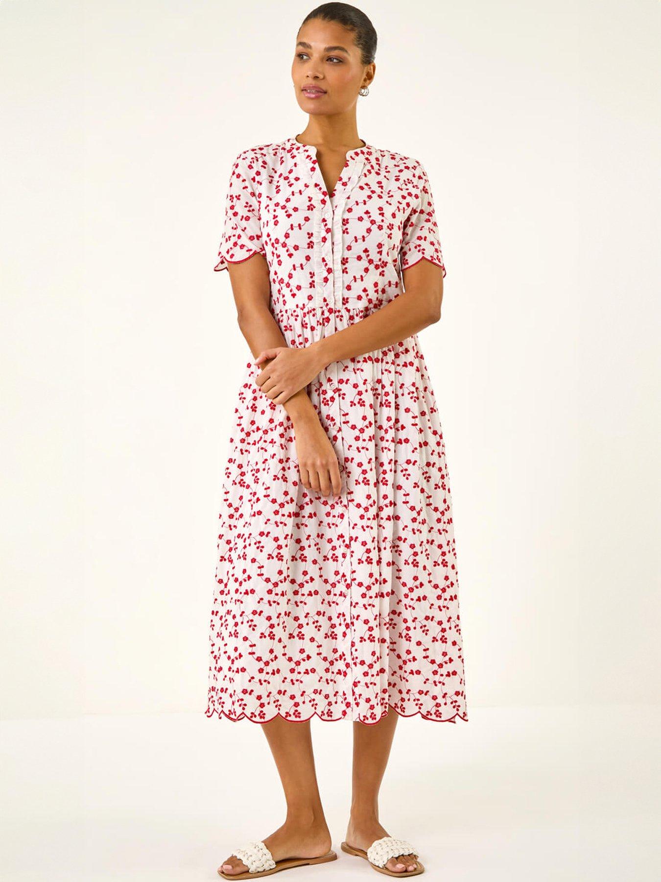 Image 1 of 5 of Roman Embroidered Buttoned Midi Dress