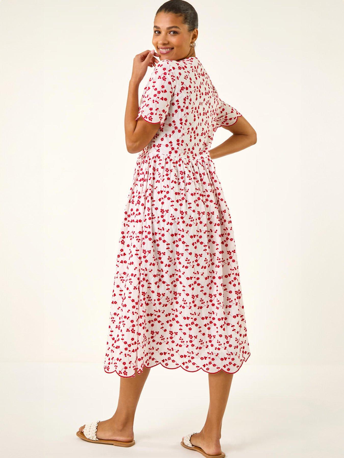 Image 2 of 5 of Roman Embroidered Buttoned Midi Dress