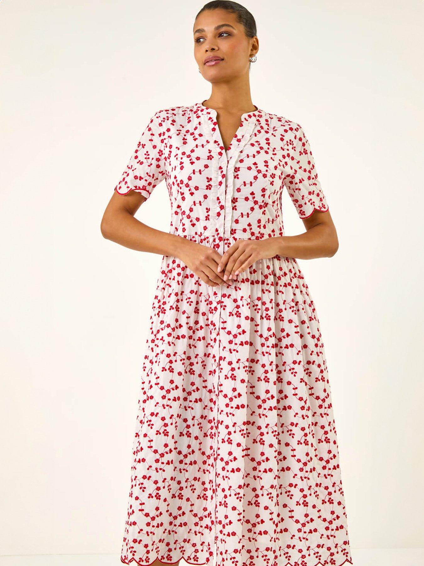 Image 3 of 5 of Roman Embroidered Buttoned Midi Dress