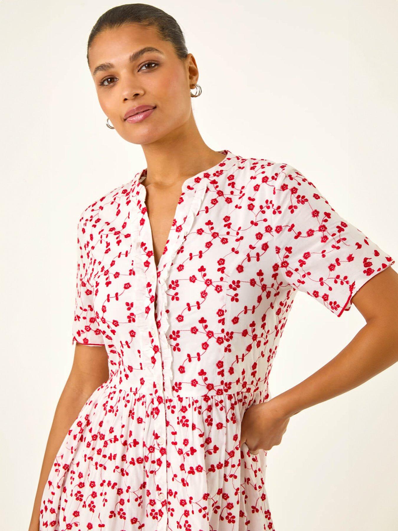 Image 4 of 5 of Roman Embroidered Buttoned Midi Dress