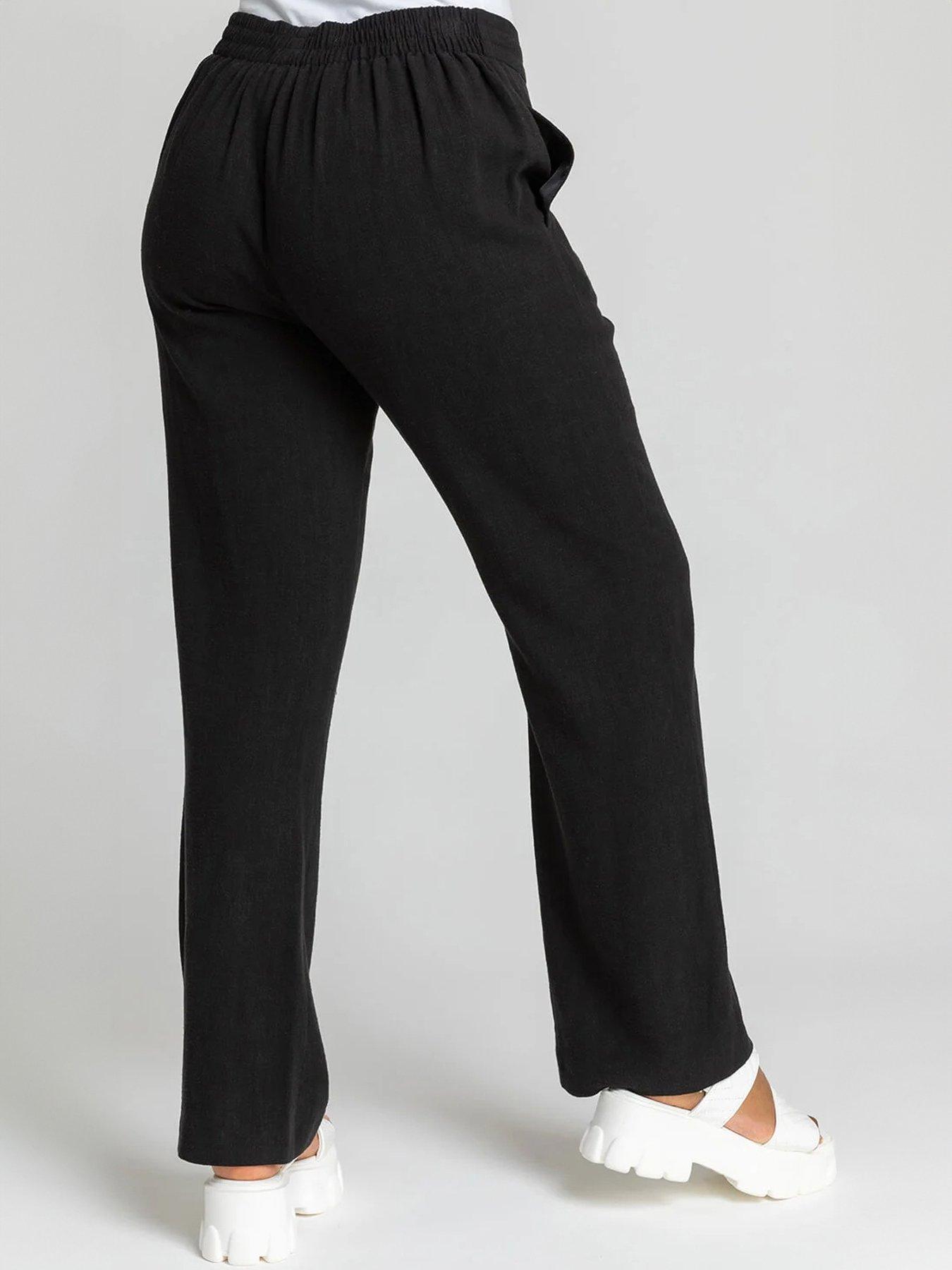Image 2 of 4 of Roman Petite Linen Mix Tie Front Trousers