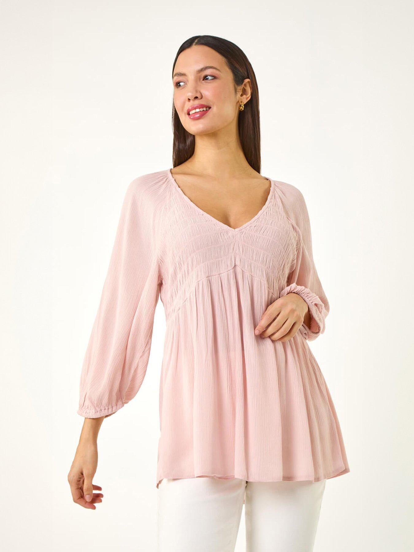 Image 1 of 5 of Roman Shirred V-neck Top