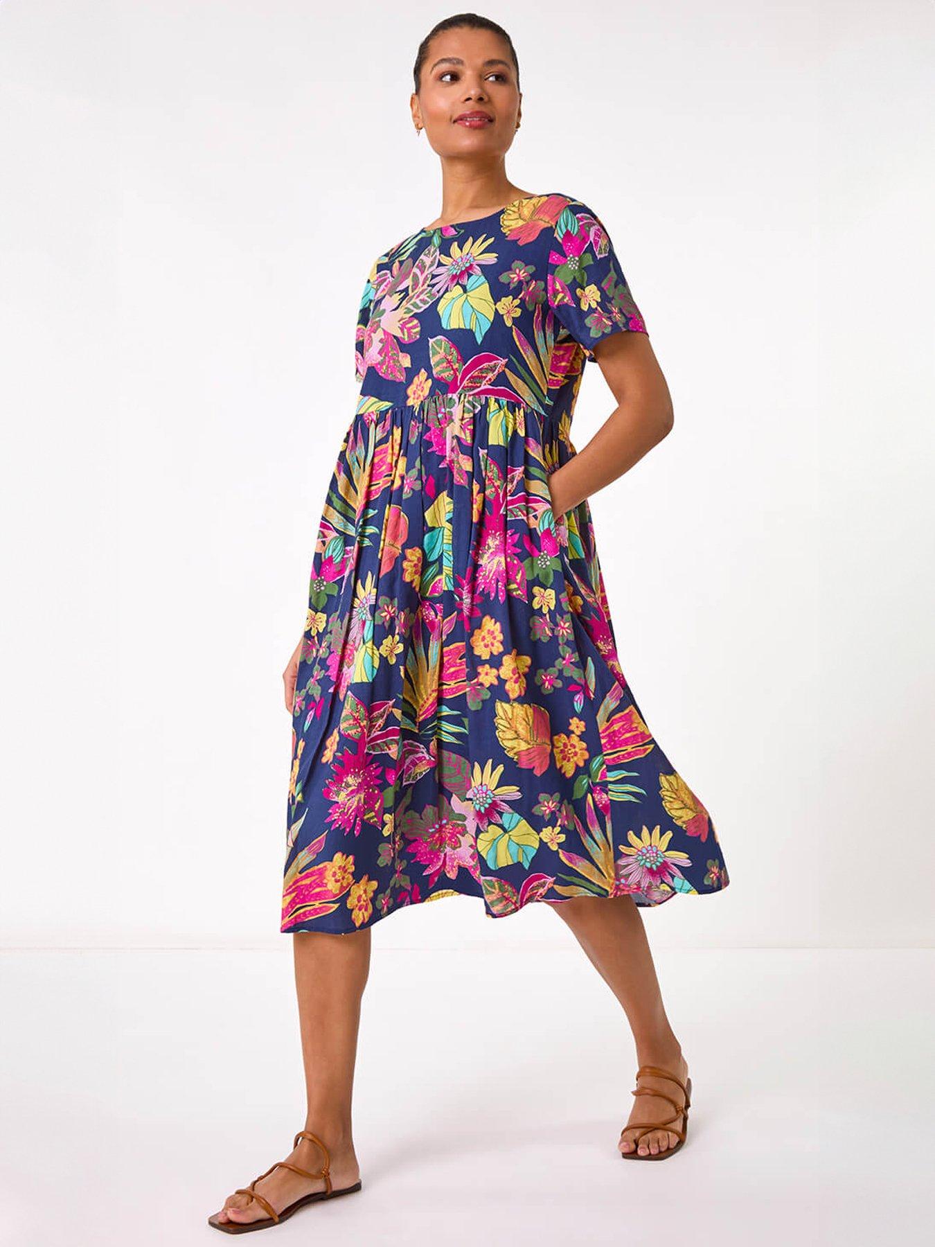 roman-floral-print-smock-midi-dressback