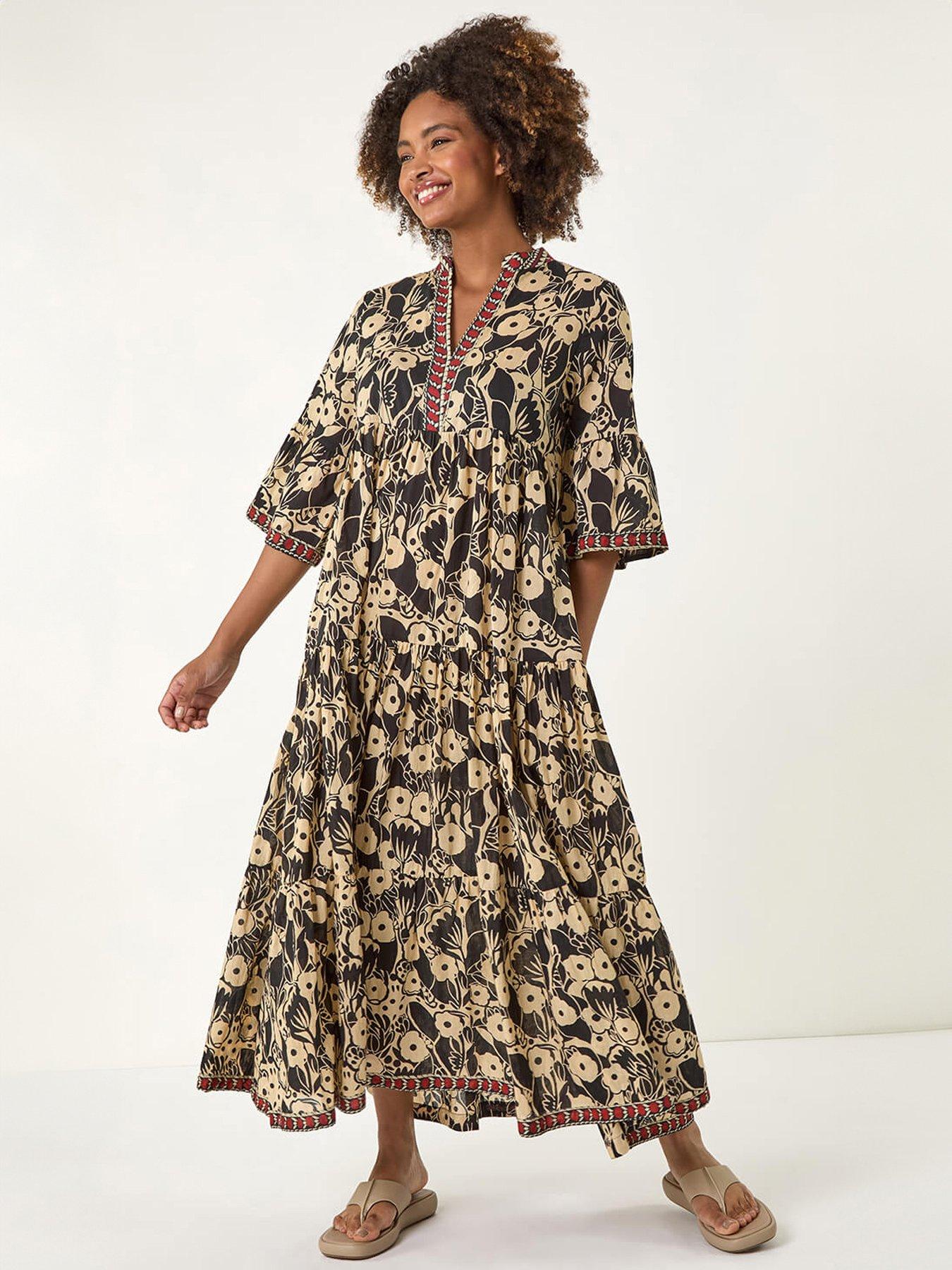 roman-floral-print-border-maxi-dressfront