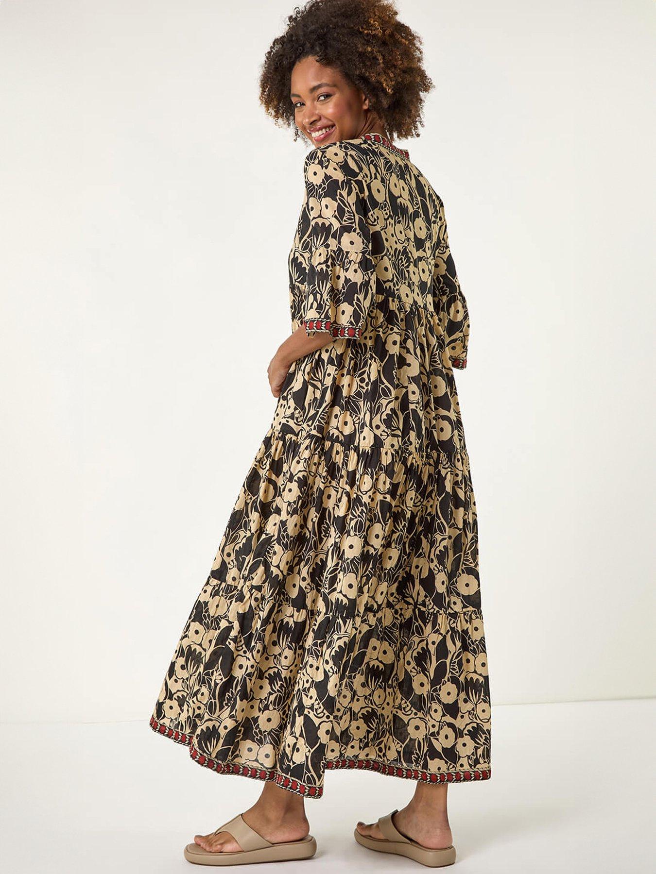 roman-floral-print-border-maxi-dressstillFront