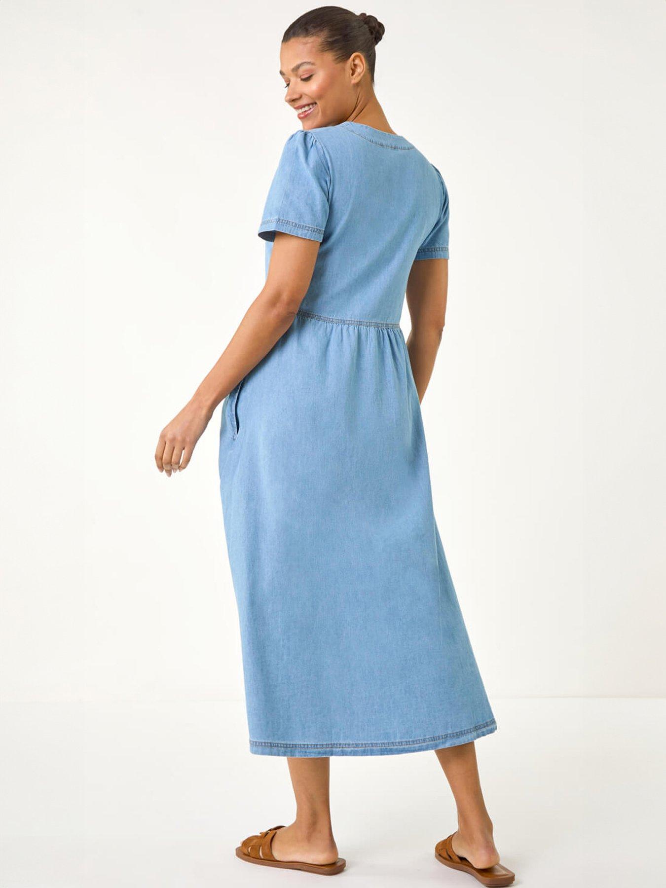 Image 2 of 5 of Roman Denim Button Through Midi Dress