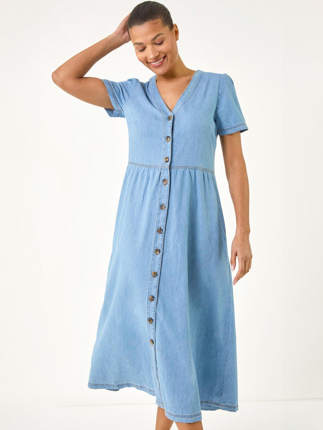Image 3 of 5 of Roman Denim Button Through Midi Dress