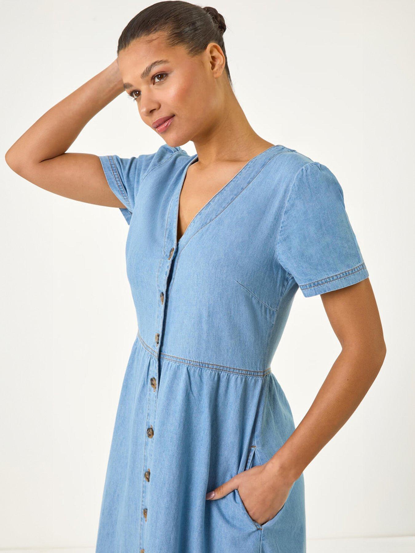 Image 4 of 5 of Roman Denim Button Through Midi Dress