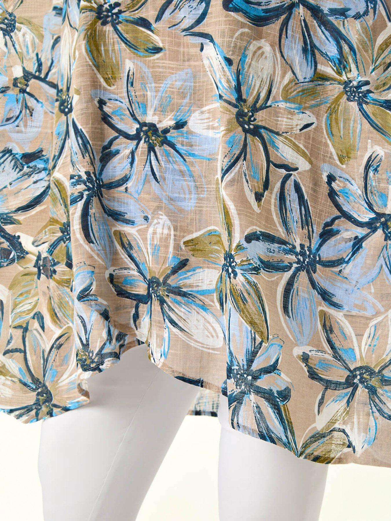 Image 5 of 5 of Roman Floral Wrap Hem Tunic Top