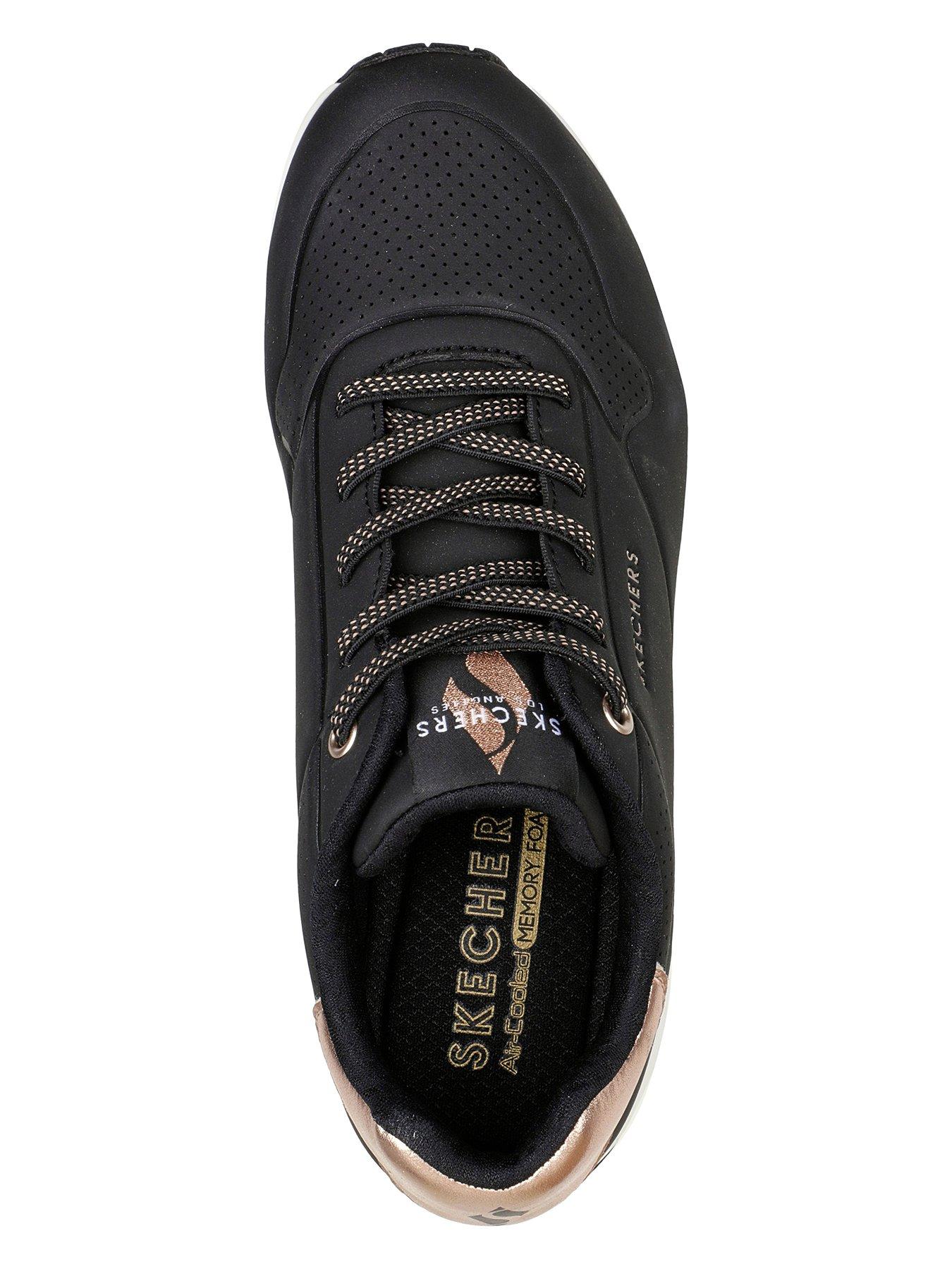 Image 3 of 6 of Skechers Wide Fit Uno Durabuck Metallic Trimmed Gore Lace Slip-on Fashion Sneaker - Black
