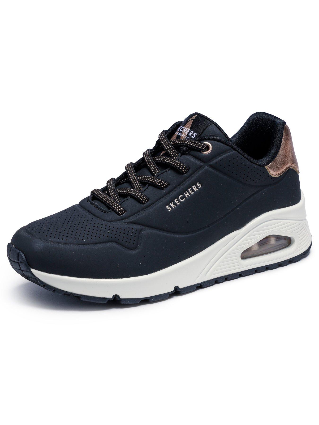 Image 5 of 6 of Skechers Wide Fit Uno Durabuck Metallic Trimmed Gore Lace Slip-on Fashion Sneaker - Black