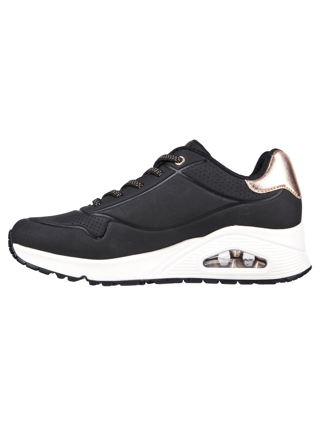 Image 6 of 6 of Skechers Wide Fit Uno Durabuck Metallic Trimmed Gore Lace Slip-on Fashion Sneaker - Black
