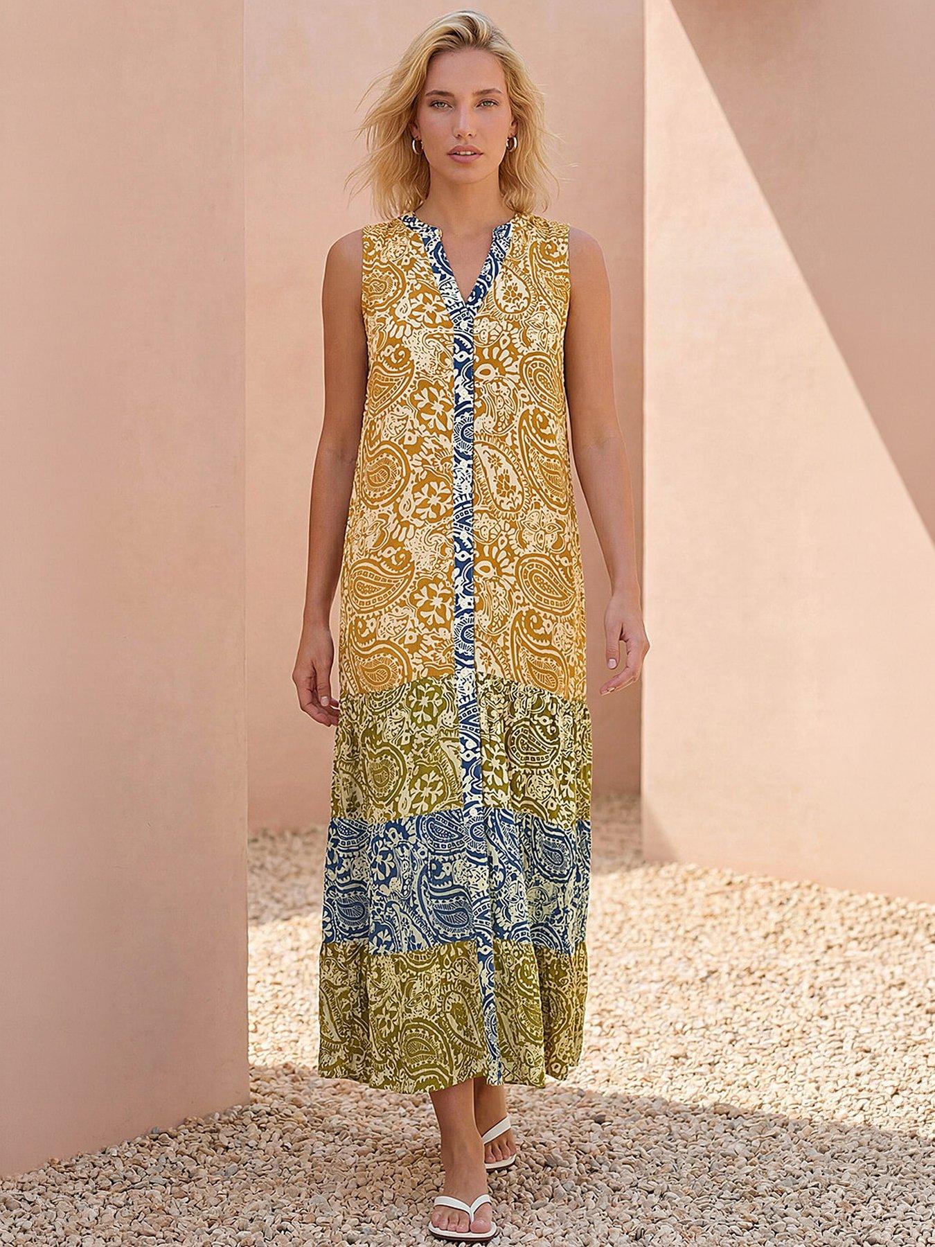 Image 3 of 4 of Roman Patchwork Print Tiered Maxi Dress