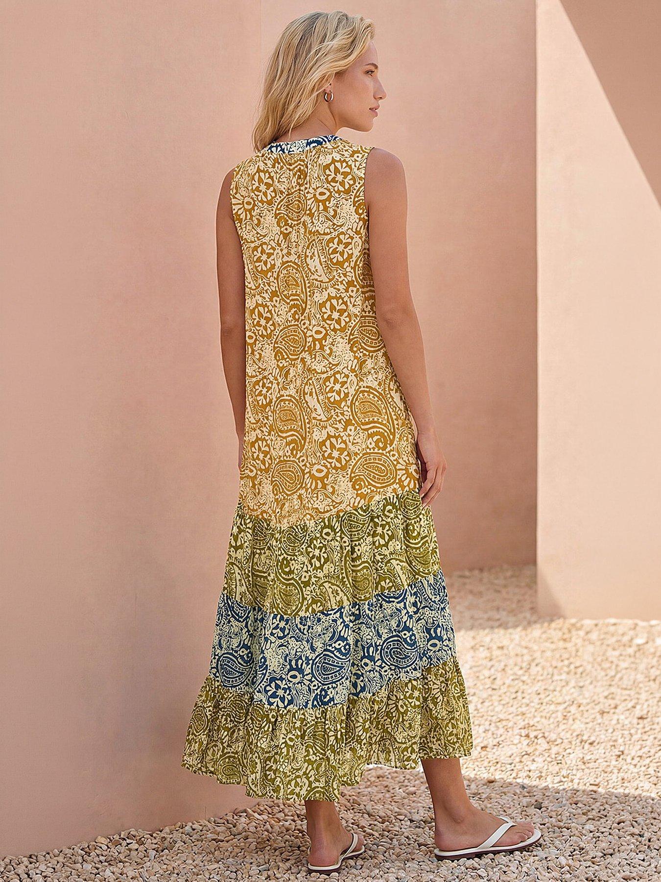 Image 4 of 4 of Roman Patchwork Print Tiered Maxi Dress