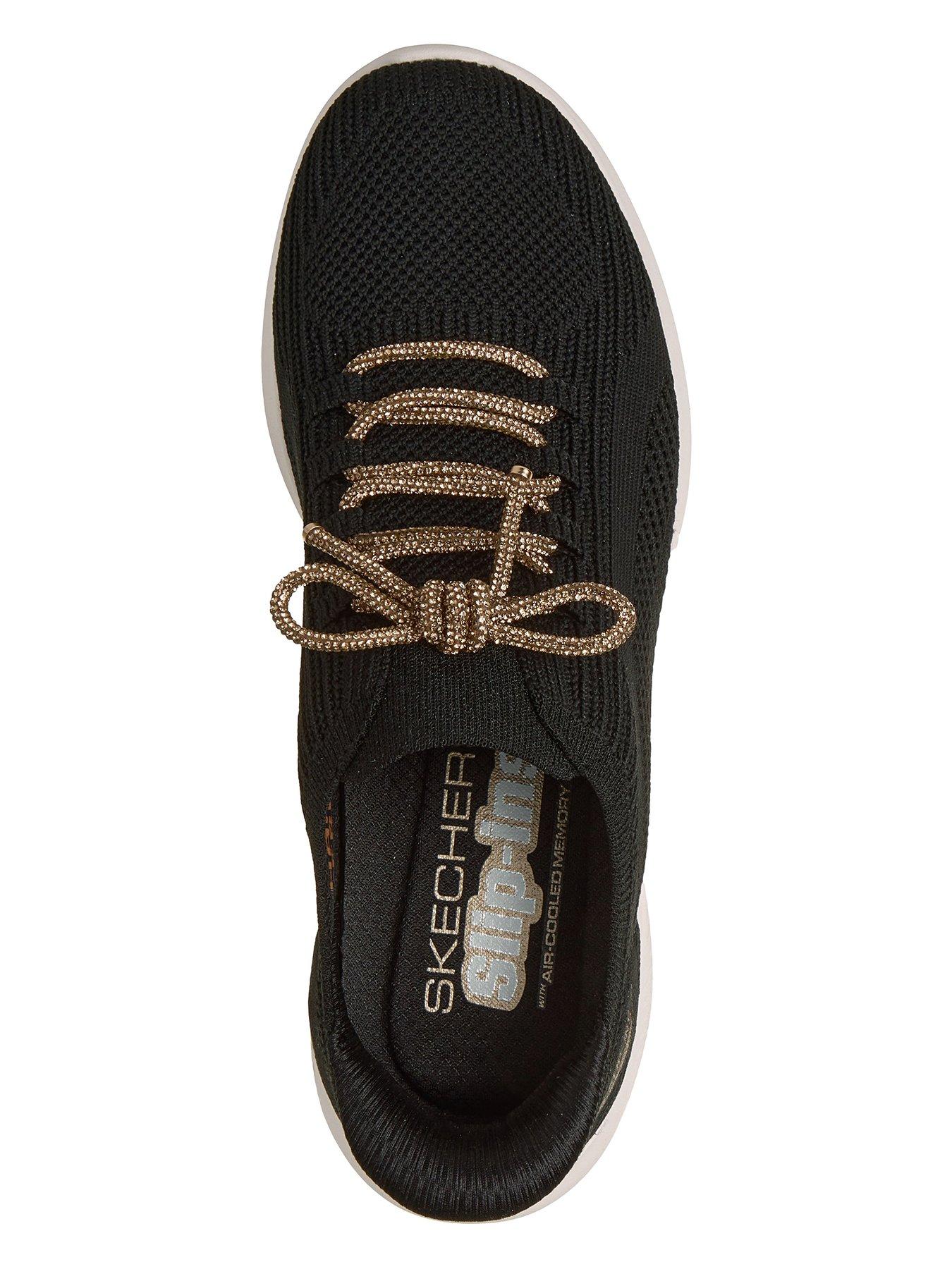 Image 3 of 6 of Skechers Ultra Flex 4.0 Cosmic Diamonds Engineered Stretch Knit Rhinestone Bow Slip-ins - Black