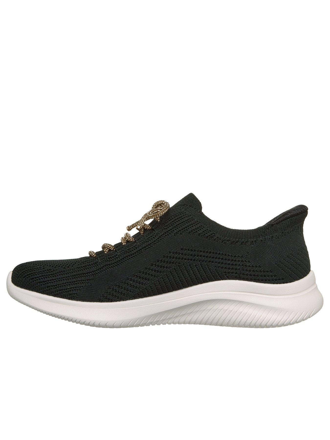 Image 6 of 6 of Skechers Ultra Flex 4.0 Cosmic Diamonds Engineered Stretch Knit Rhinestone Bow Slip-ins - Black
