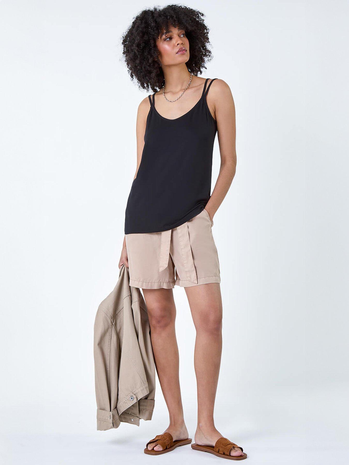 Image 3 of 5 of Roman Plain Double Strap Stretch Vest Top