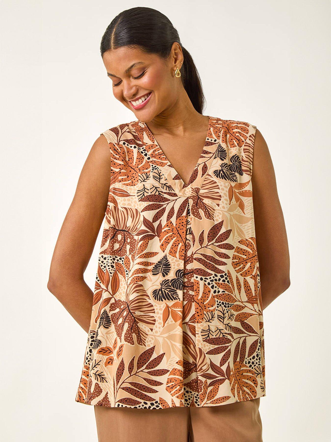 Image 1 of 5 of Roman Leaf V-neck Vest Top