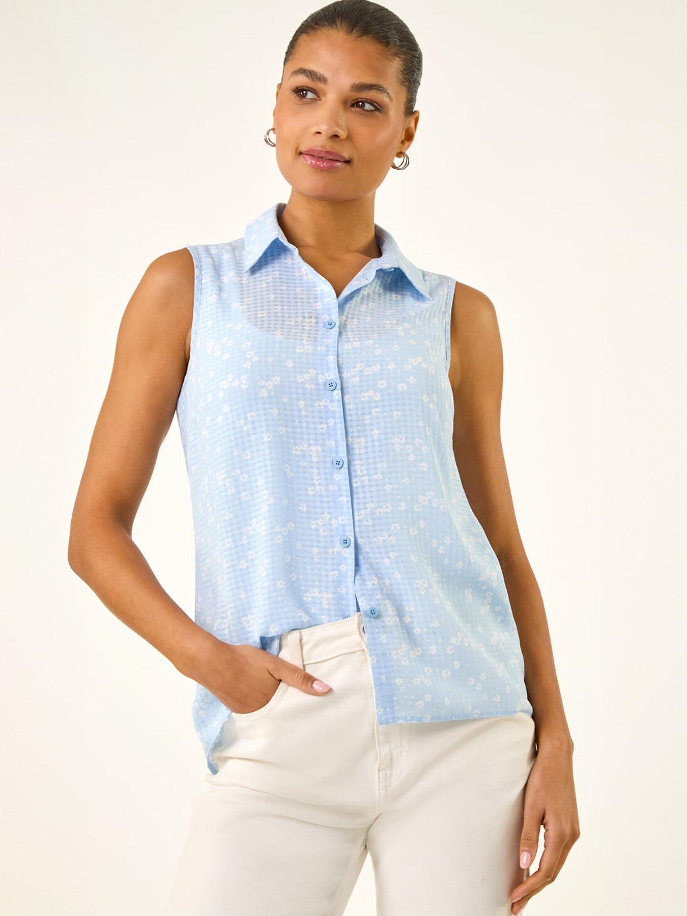 Image 1 of 5 of Roman Ditsy Floral Sleeveless Blouse
