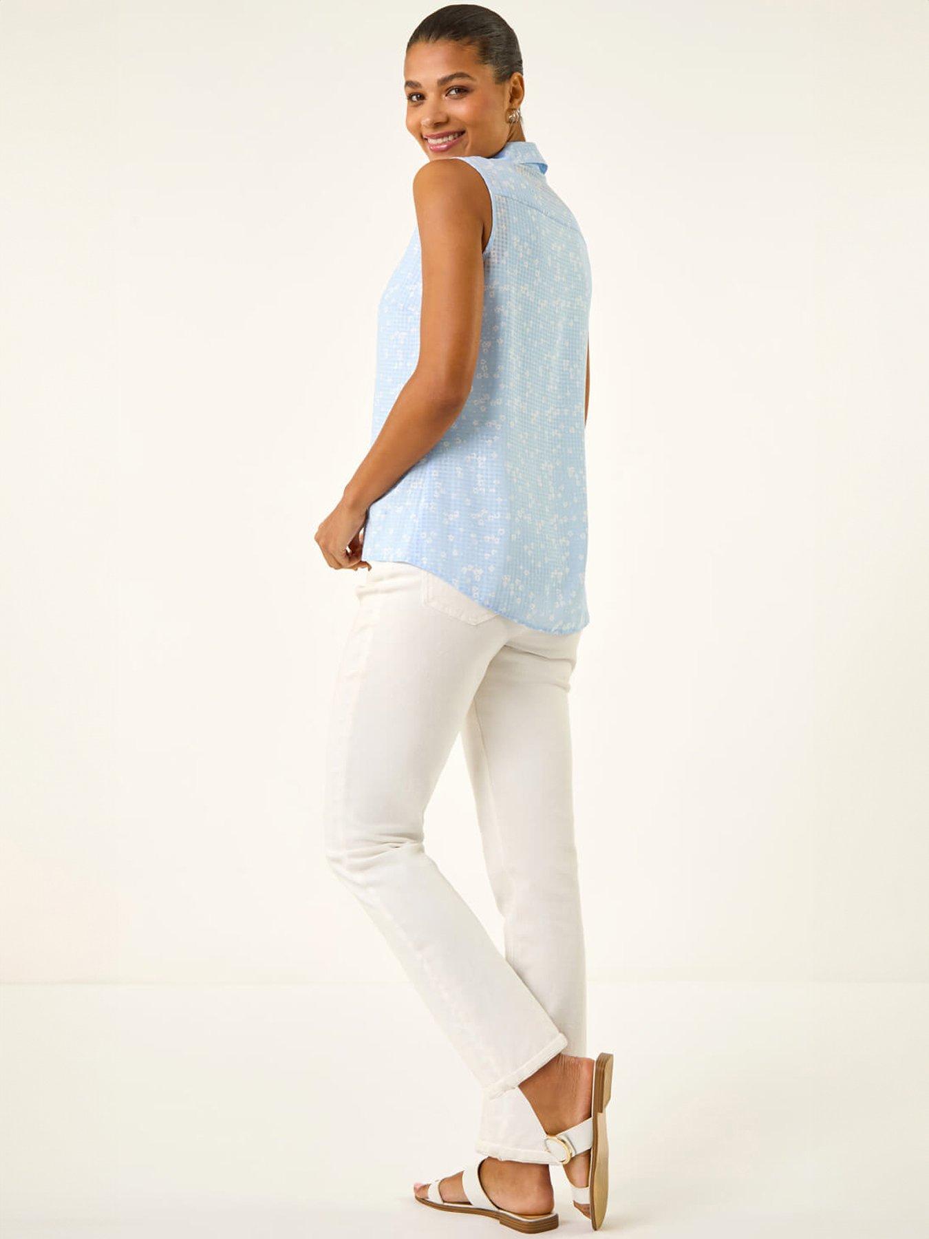 Image 2 of 5 of Roman Ditsy Floral Sleeveless Blouse