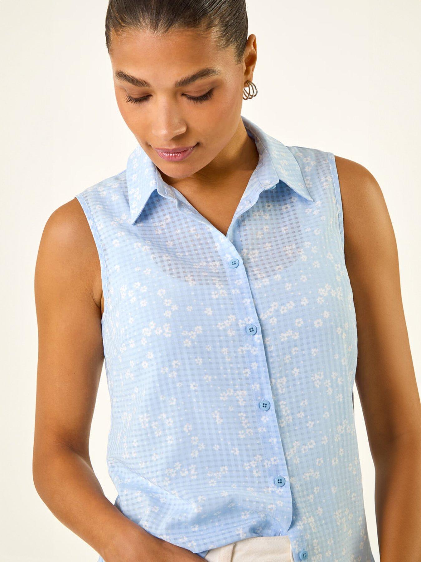 Image 4 of 5 of Roman Ditsy Floral Sleeveless Blouse