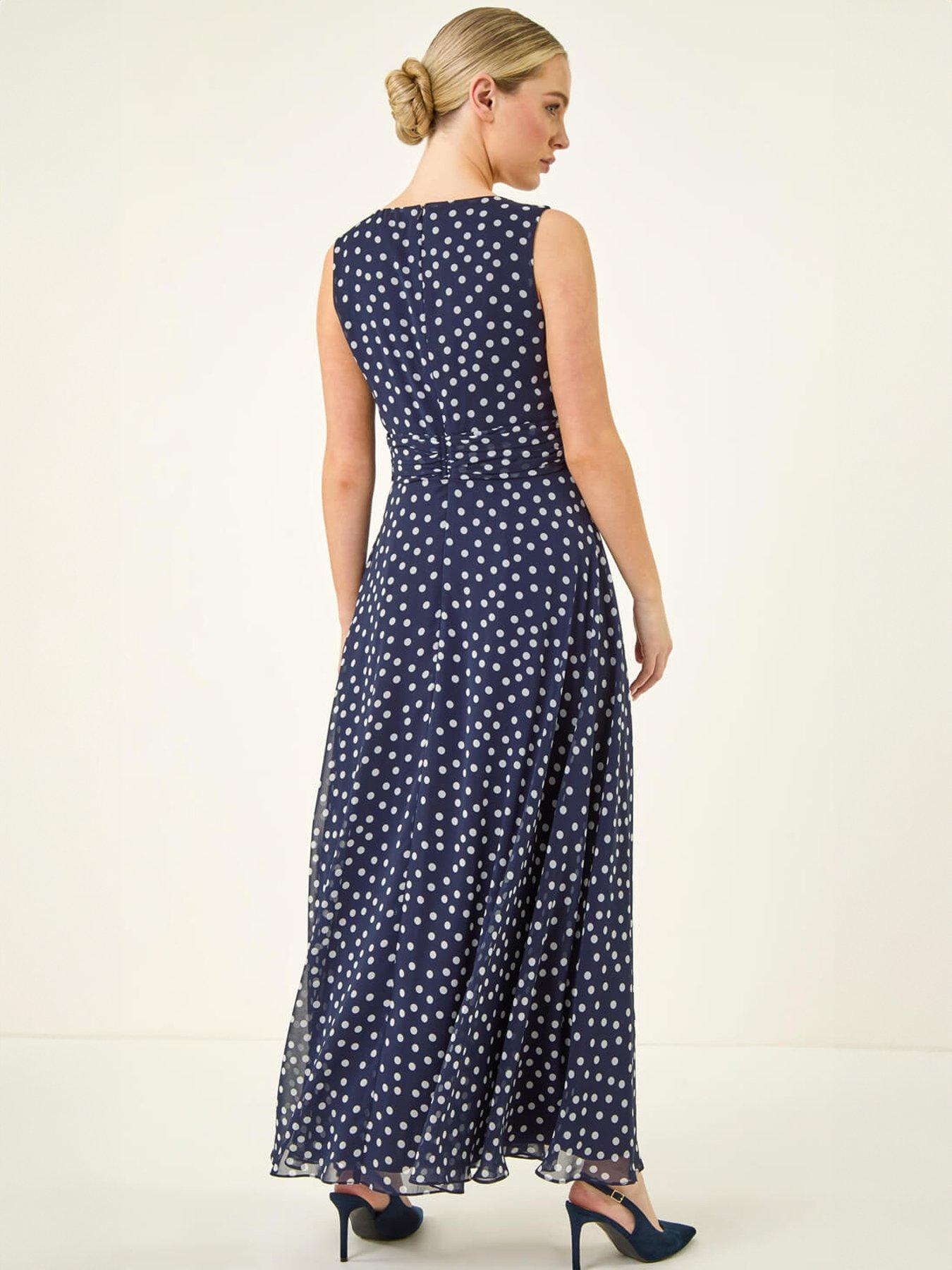 Image 2 of 5 of Roman Petite Spot Print Ruched Maxi Dress