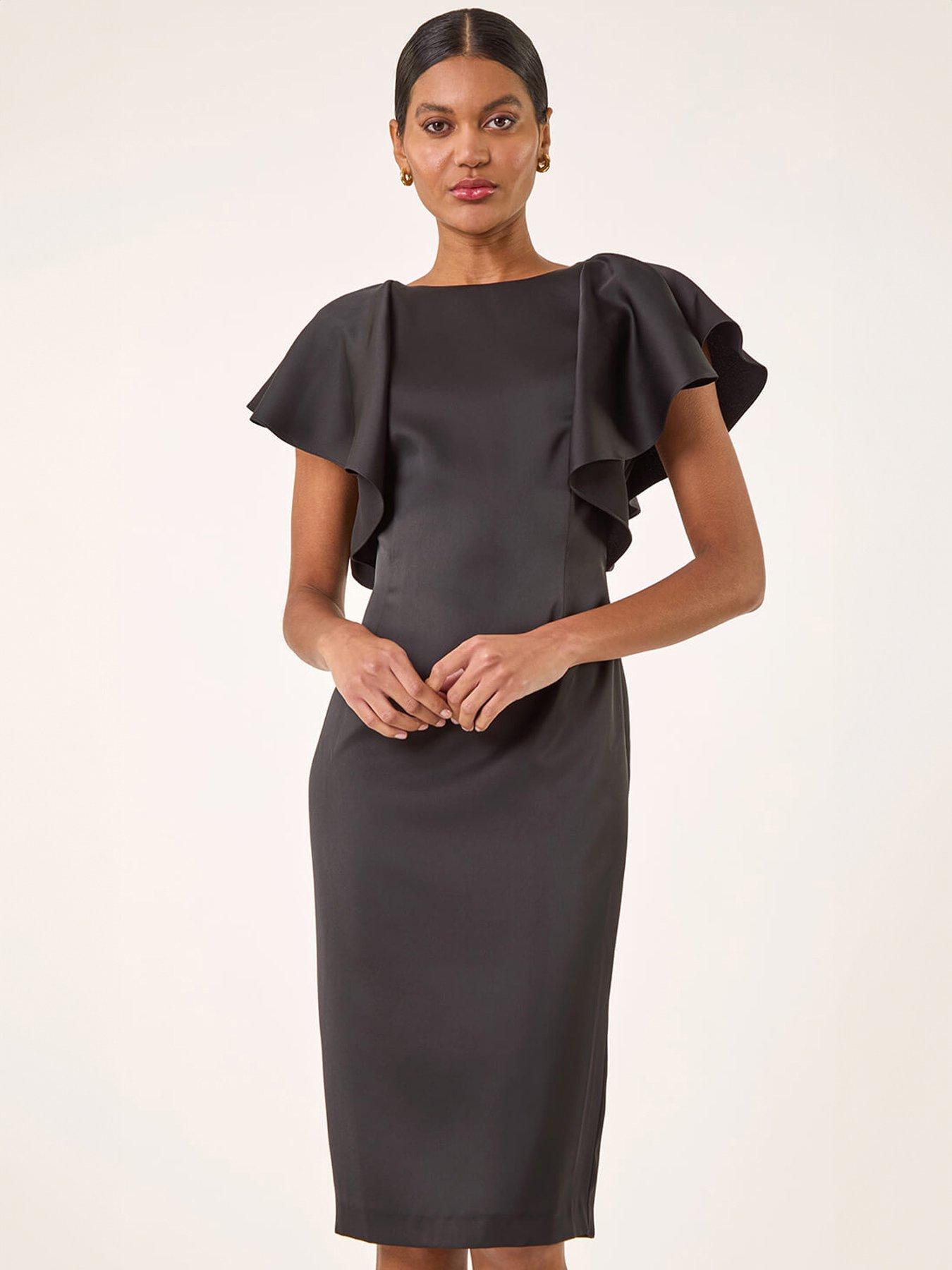 roman-satin-ruffle-midi-dressoutfit