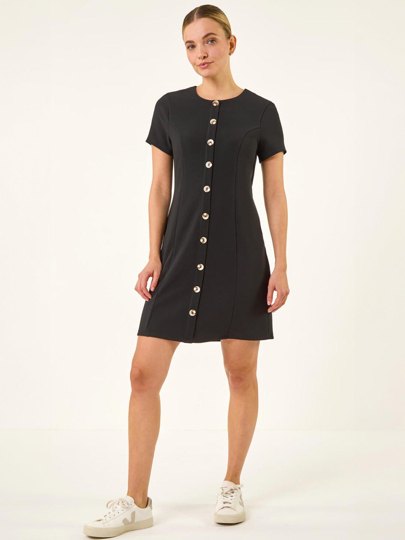 Image 3 of 5 of Roman Dusk Ribbed Texture Buttoned Dress