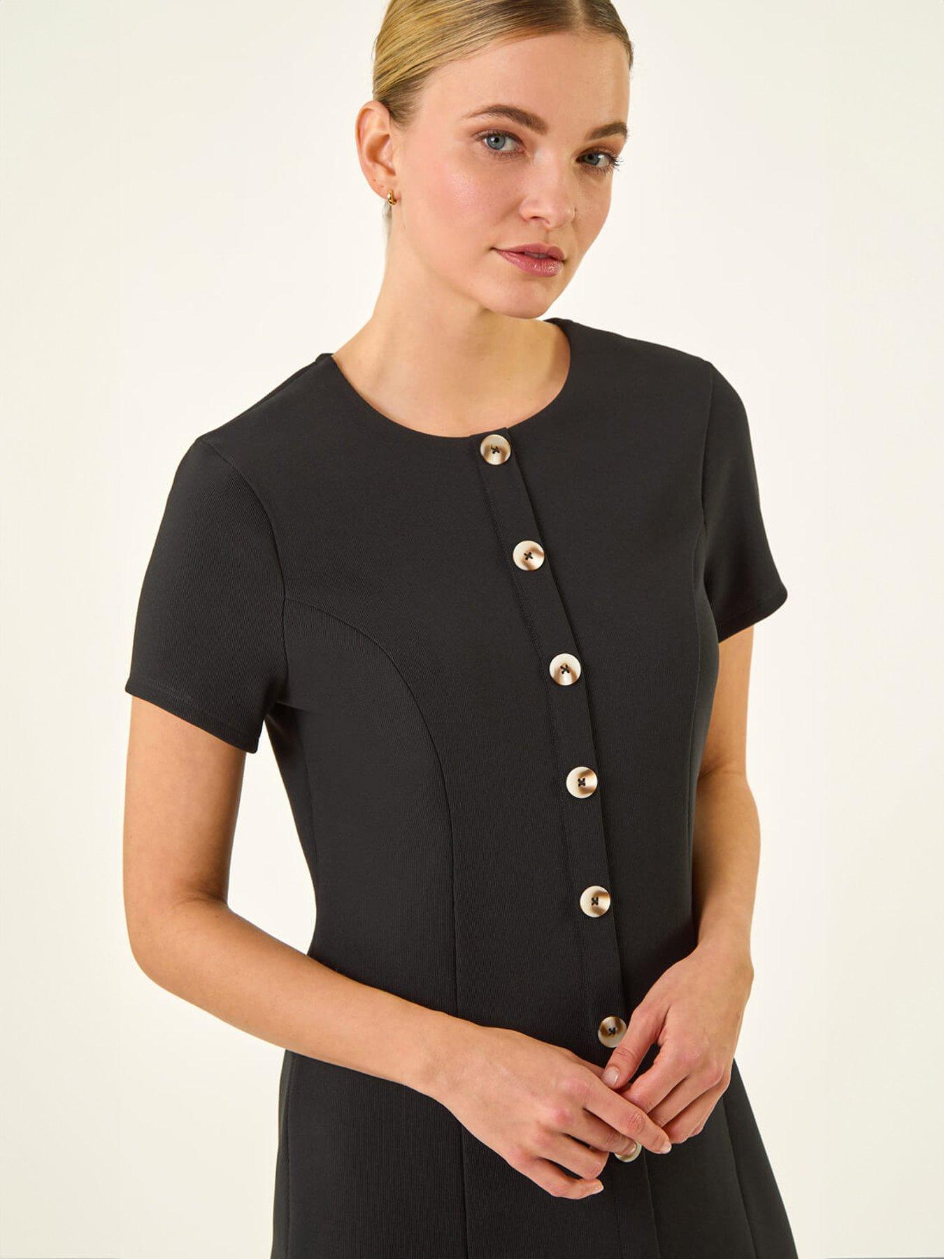Image 4 of 5 of Roman Dusk Ribbed Texture Buttoned Dress