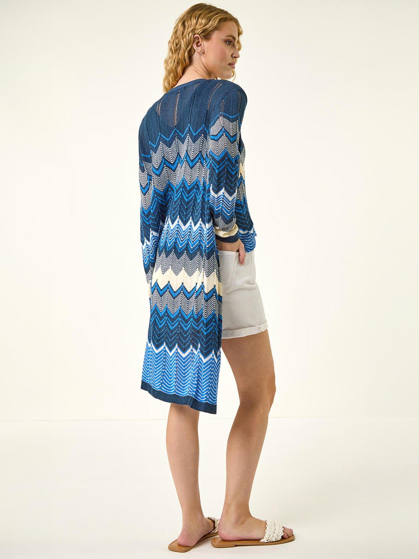 Image 2 of 5 of Roman Wave Chevron Longline Knit Cardigan