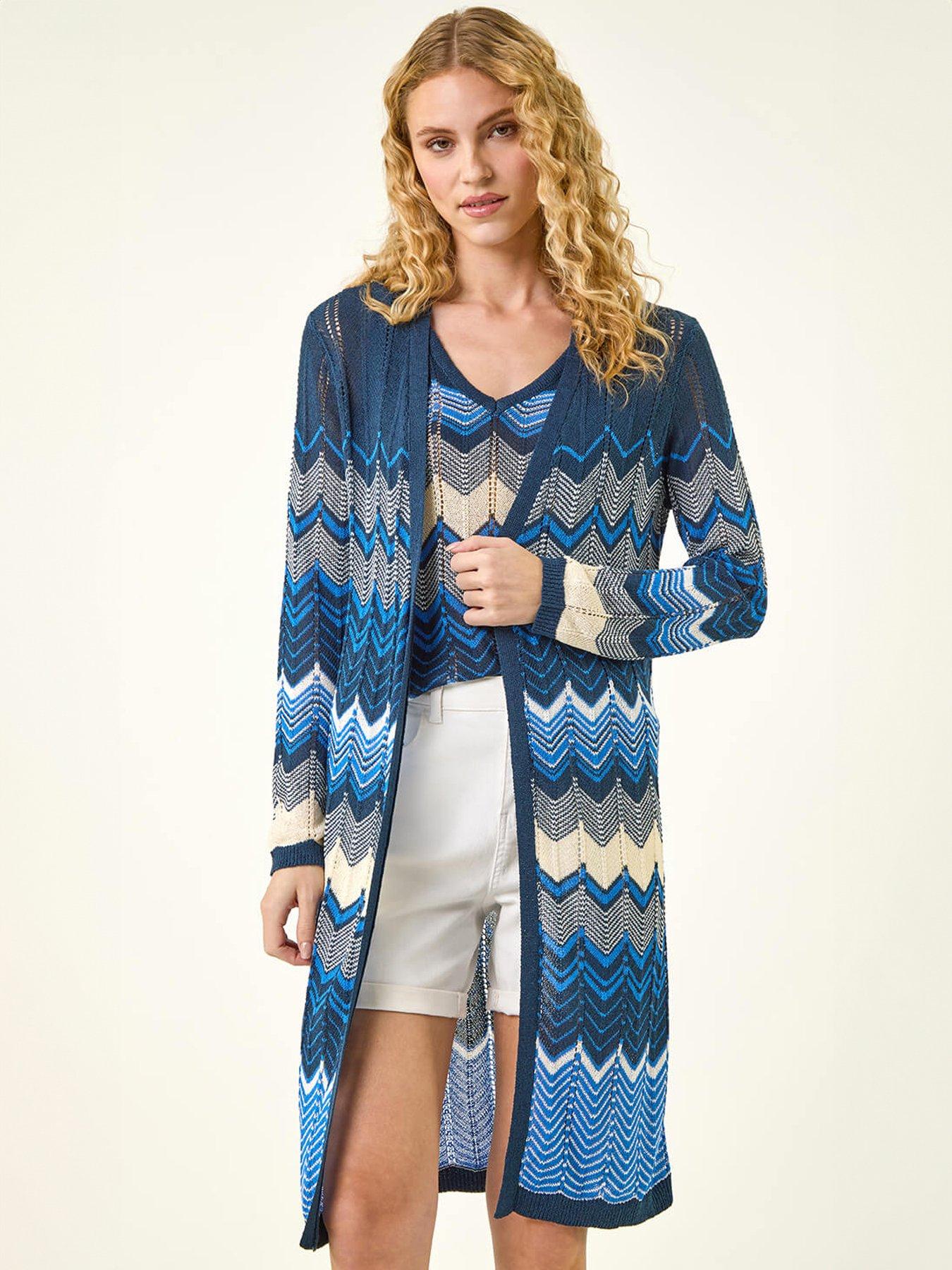 Image 3 of 5 of Roman Wave Chevron Longline Knit Cardigan