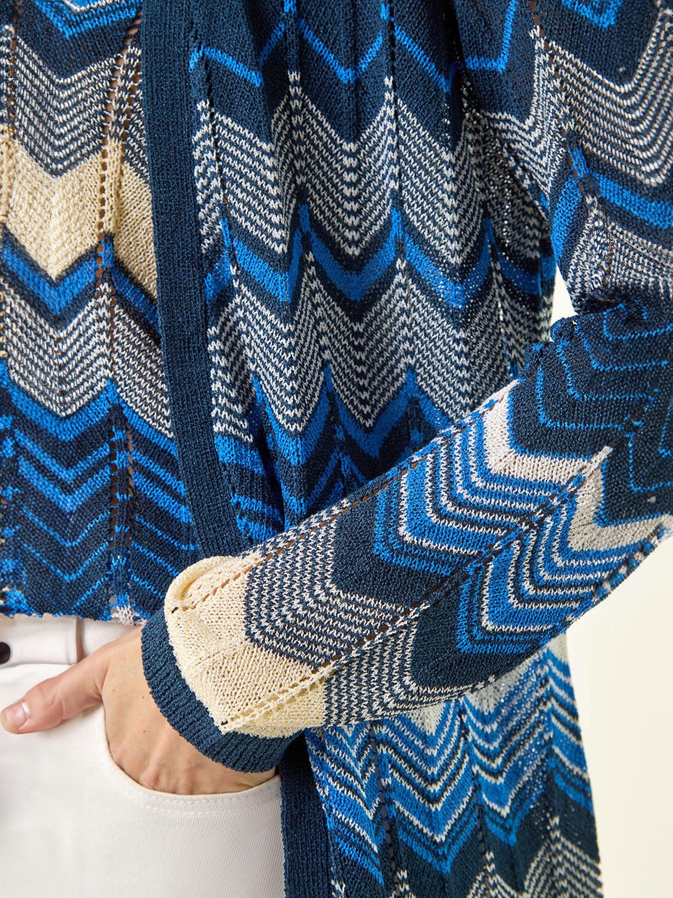 Image 5 of 5 of Roman Wave Chevron Longline Knit Cardigan
