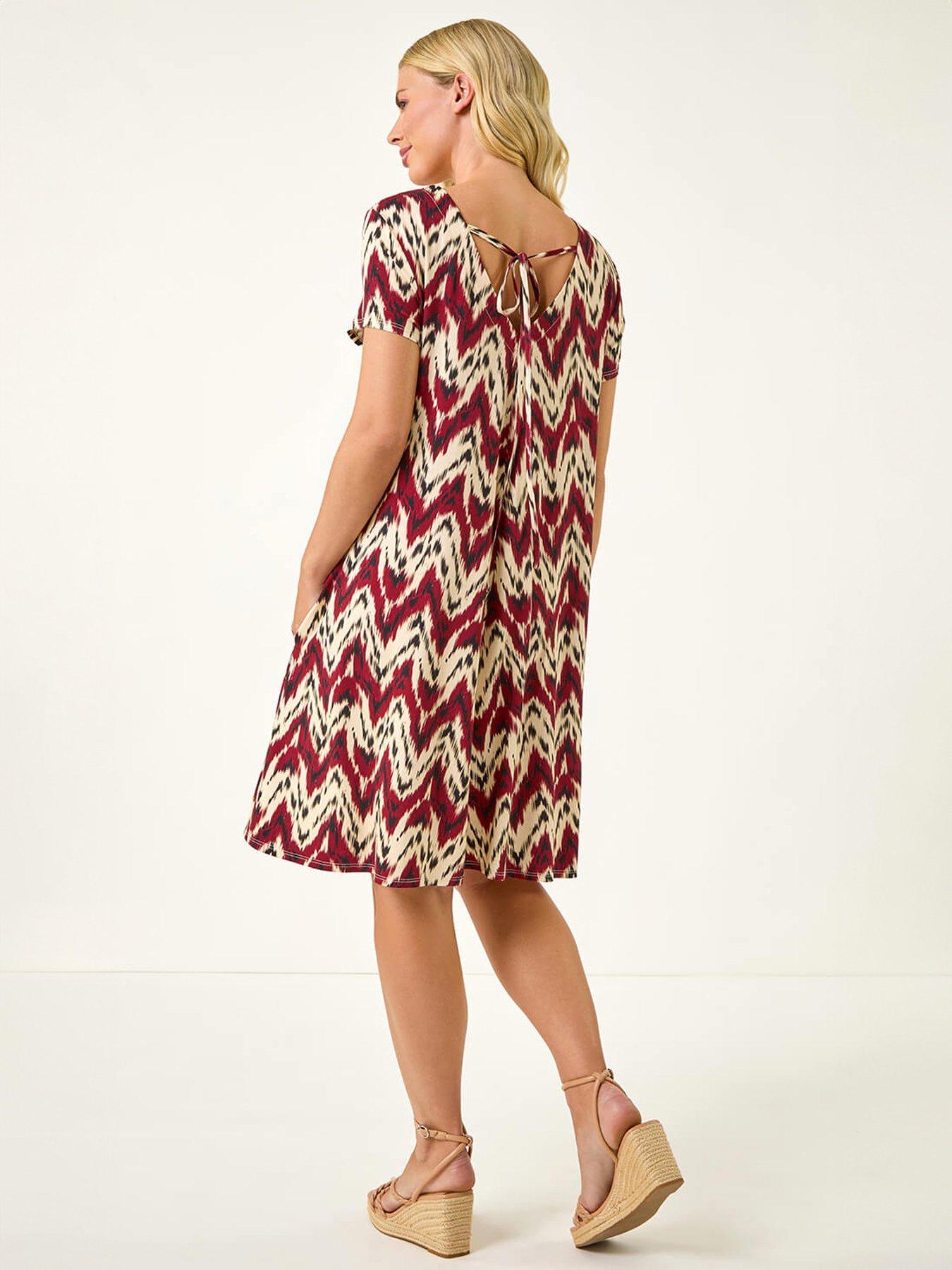Image 2 of 5 of Roman Petite Abstract Print Swing Stretch Dress