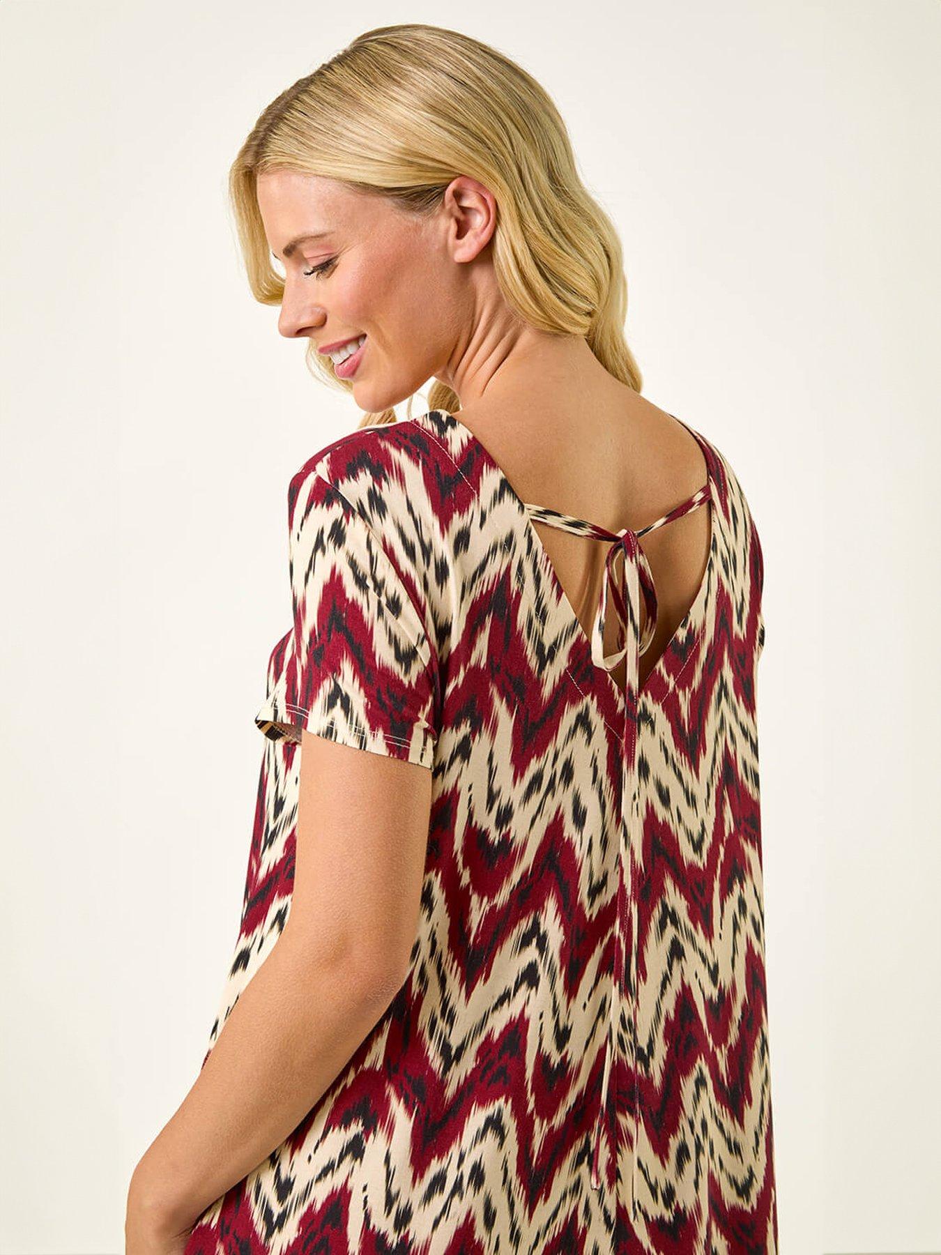 Image 5 of 5 of Roman Petite Abstract Print Swing Stretch Dress