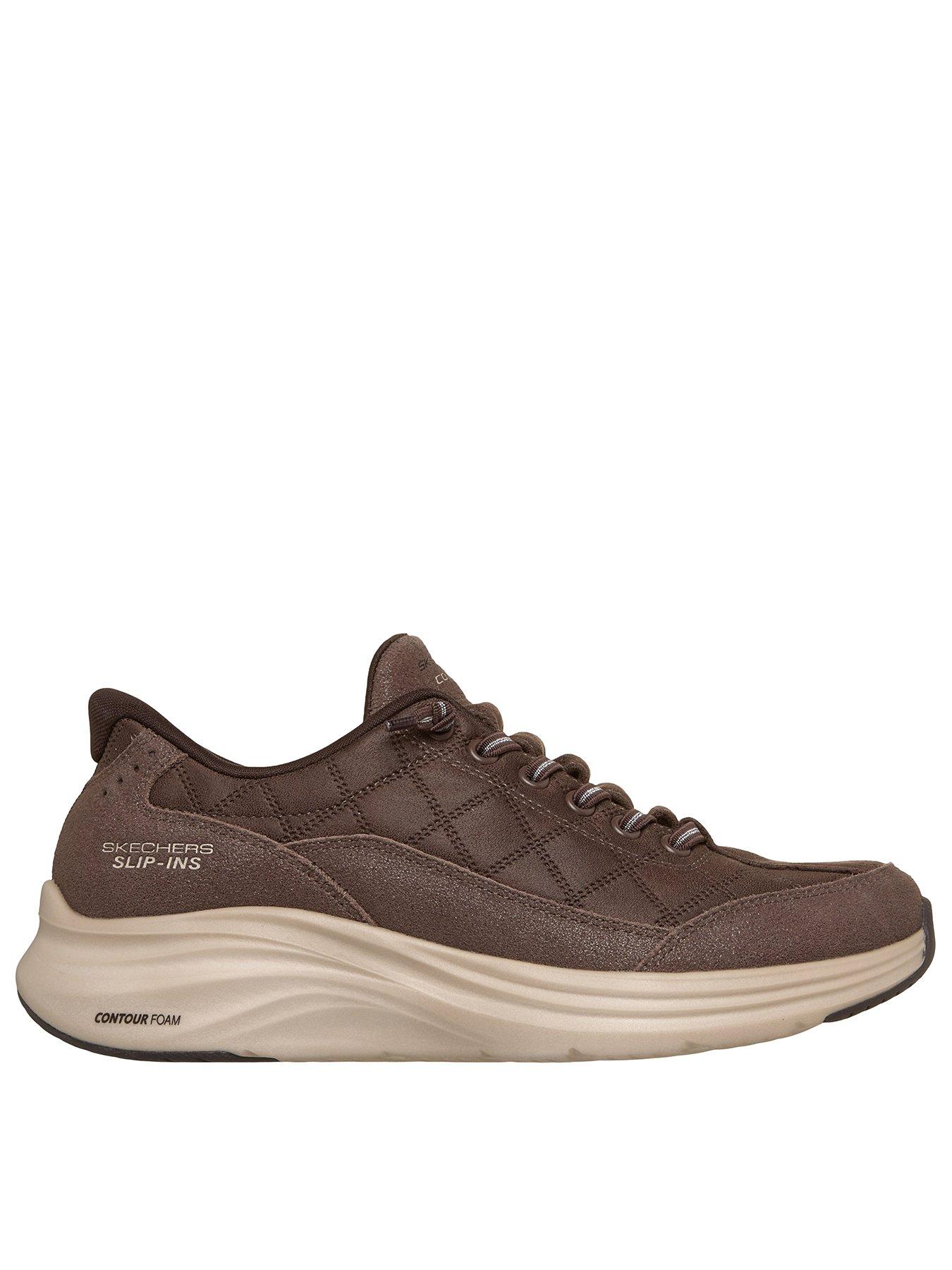 Skechers Contour Foam Natural Ease Sparkle Suede Cozy Fit Bungee Slip-in - Chocolate