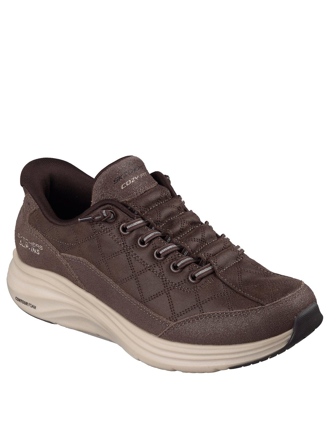 Image 2 of 5 of Skechers Contour Foam Natural Ease Sparkle Suede Cozy Fit Bungee Slip-in - Chocolate