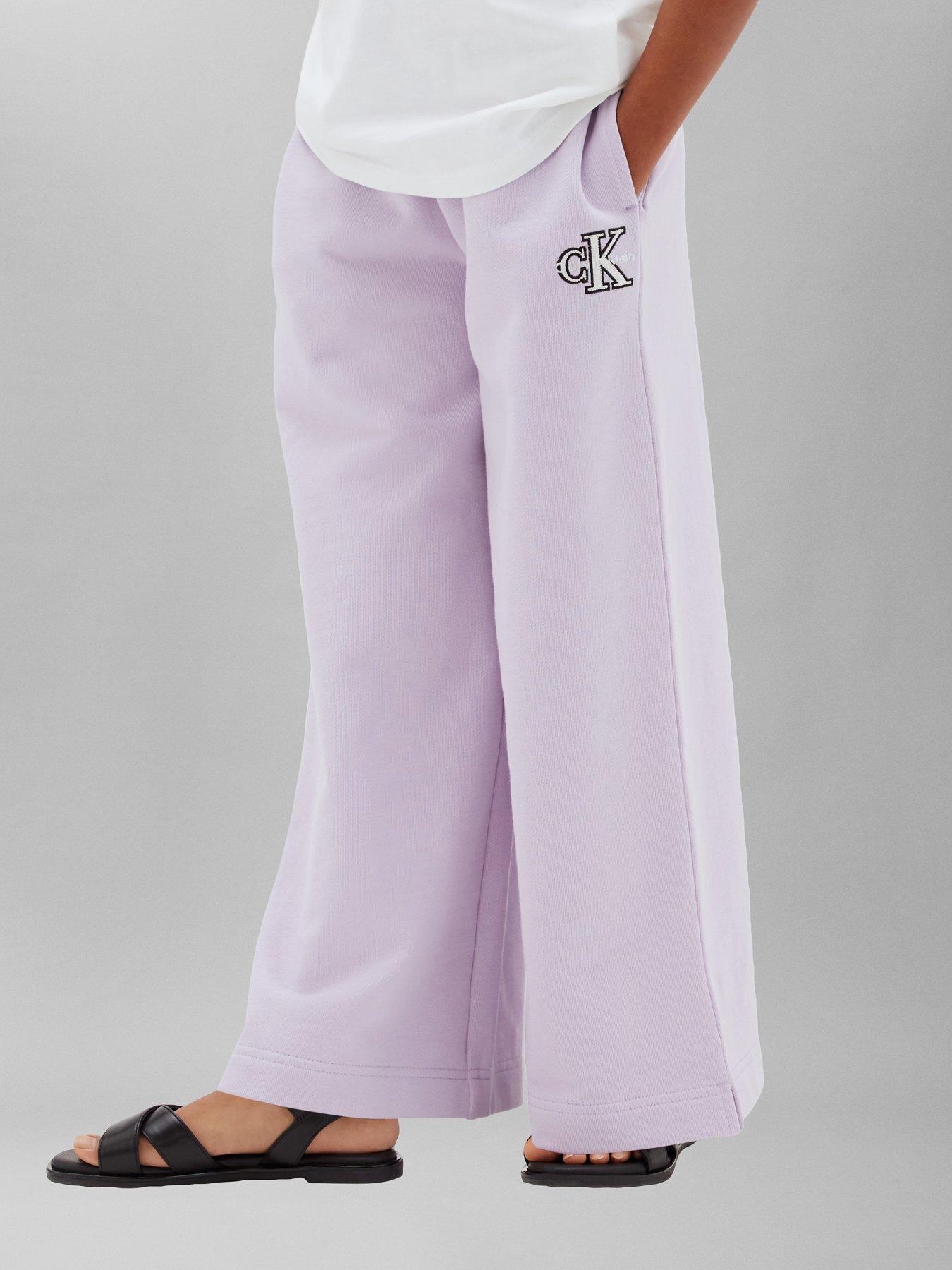 Calvin Klein Jeans Girls Monologo Wide Leg Sweatpants - Orchard Petal