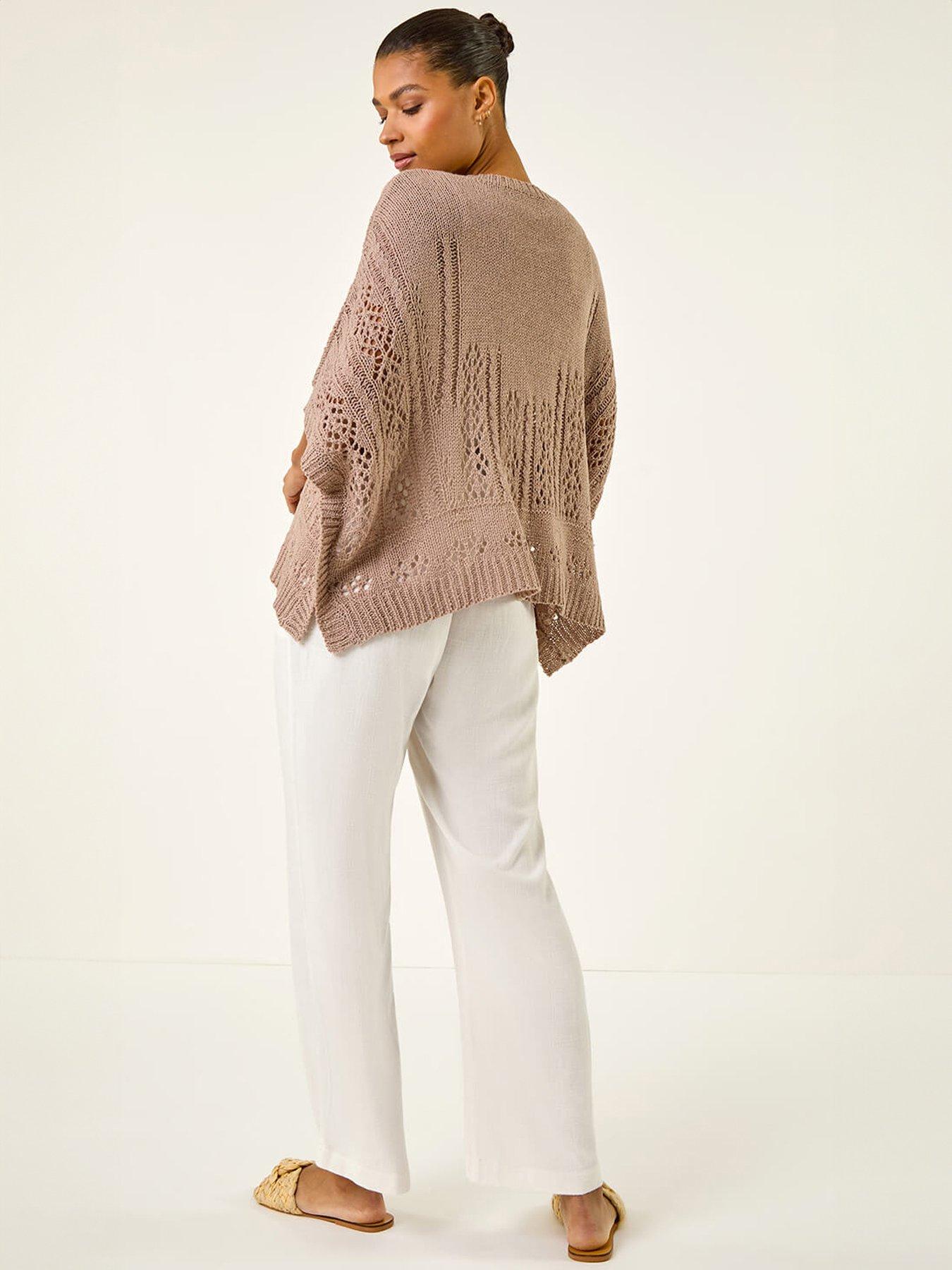 Image 2 of 5 of Roman Stitch Light Knit Poncho